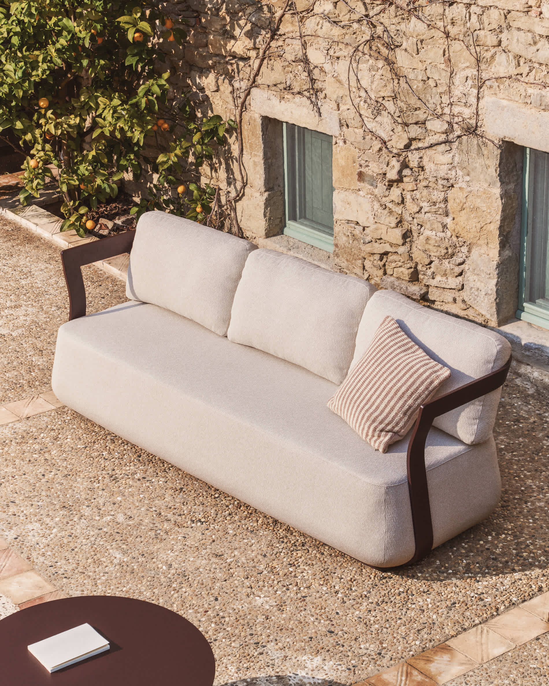 Tamaris brown aluminium 3-seater sofa 217cm