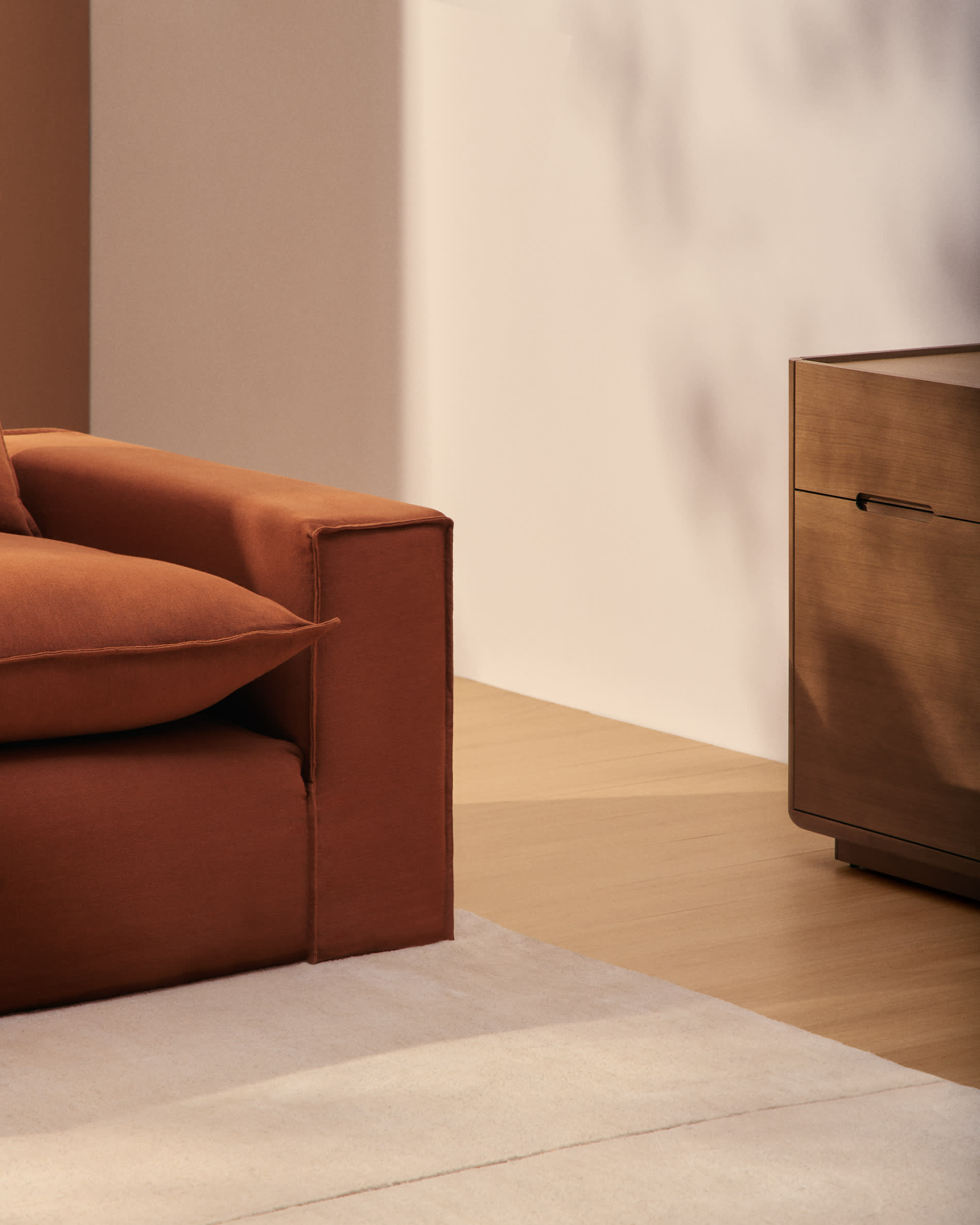 Anarela 100% terracotta linen 3-seater sofa with removable cover 260 cm FSC Mix Credit