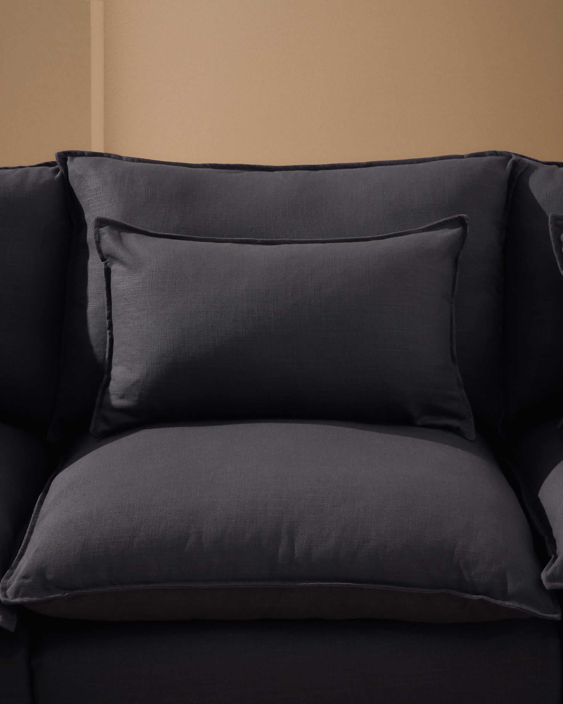 Anarela dark grey linen and viscose 6-seater modular corner sofa with removable cover 347 x 307 cm FSC Mix Credit