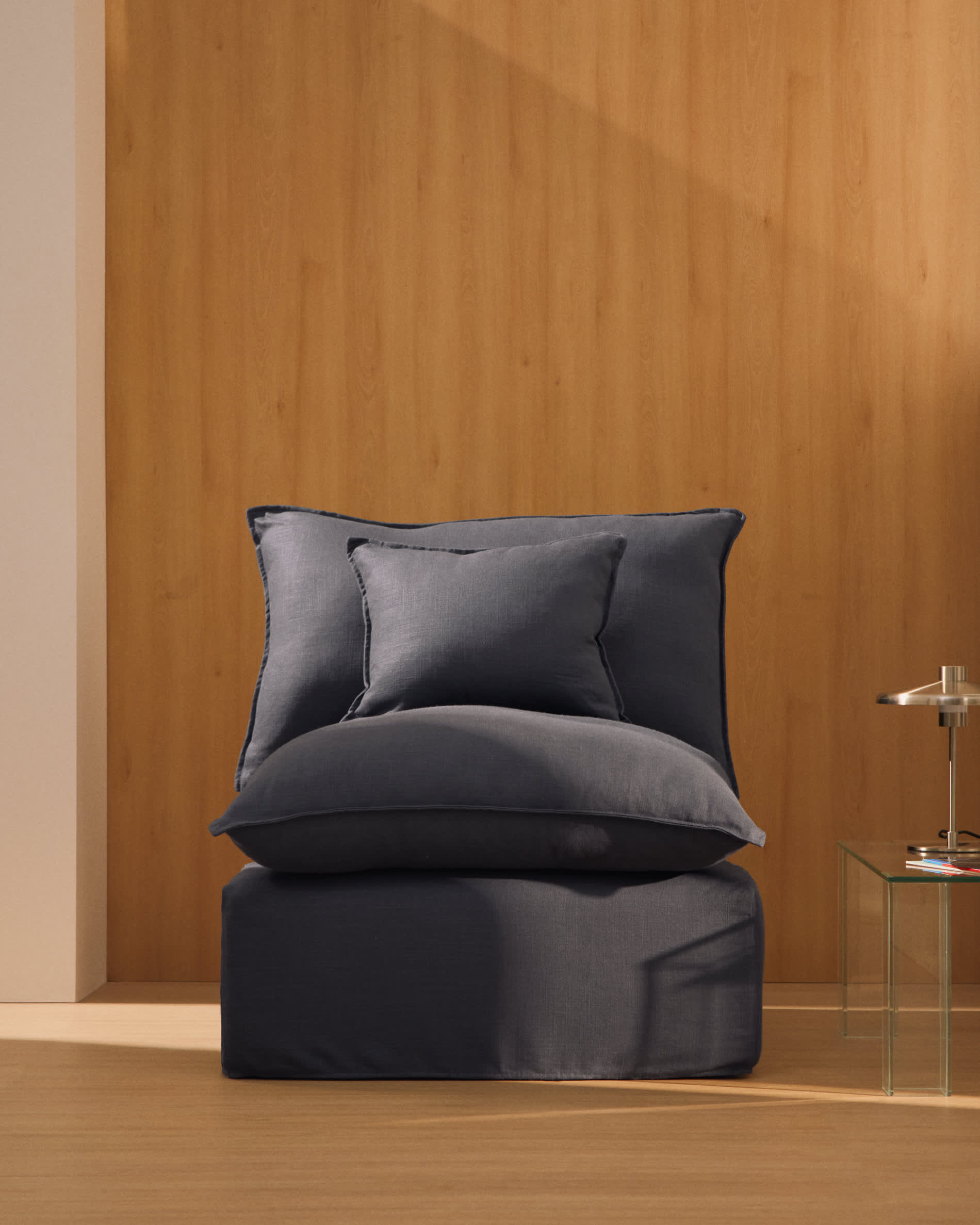 Anarela dark grey linen and viscose armchair with removable cover 110cm FSC Mix Credit