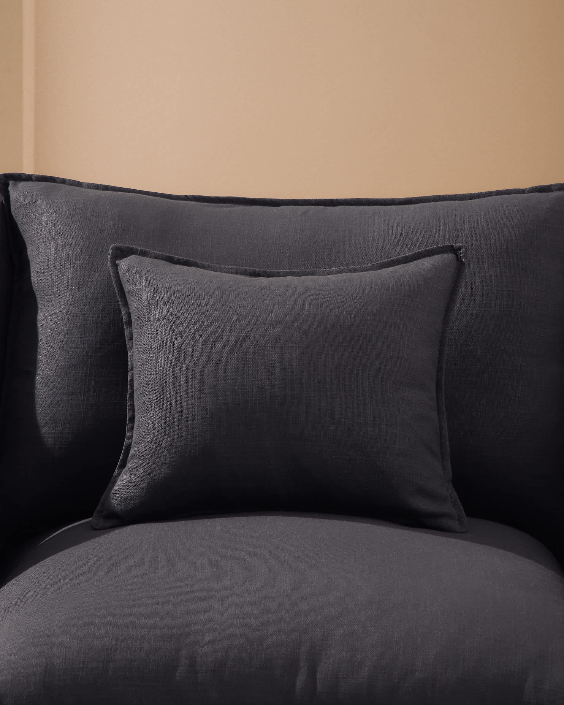 Anarela dark grey linen and viscose 4-seater modular corner sofa with removable cover 307 x 287 cm FSC Mix Credit