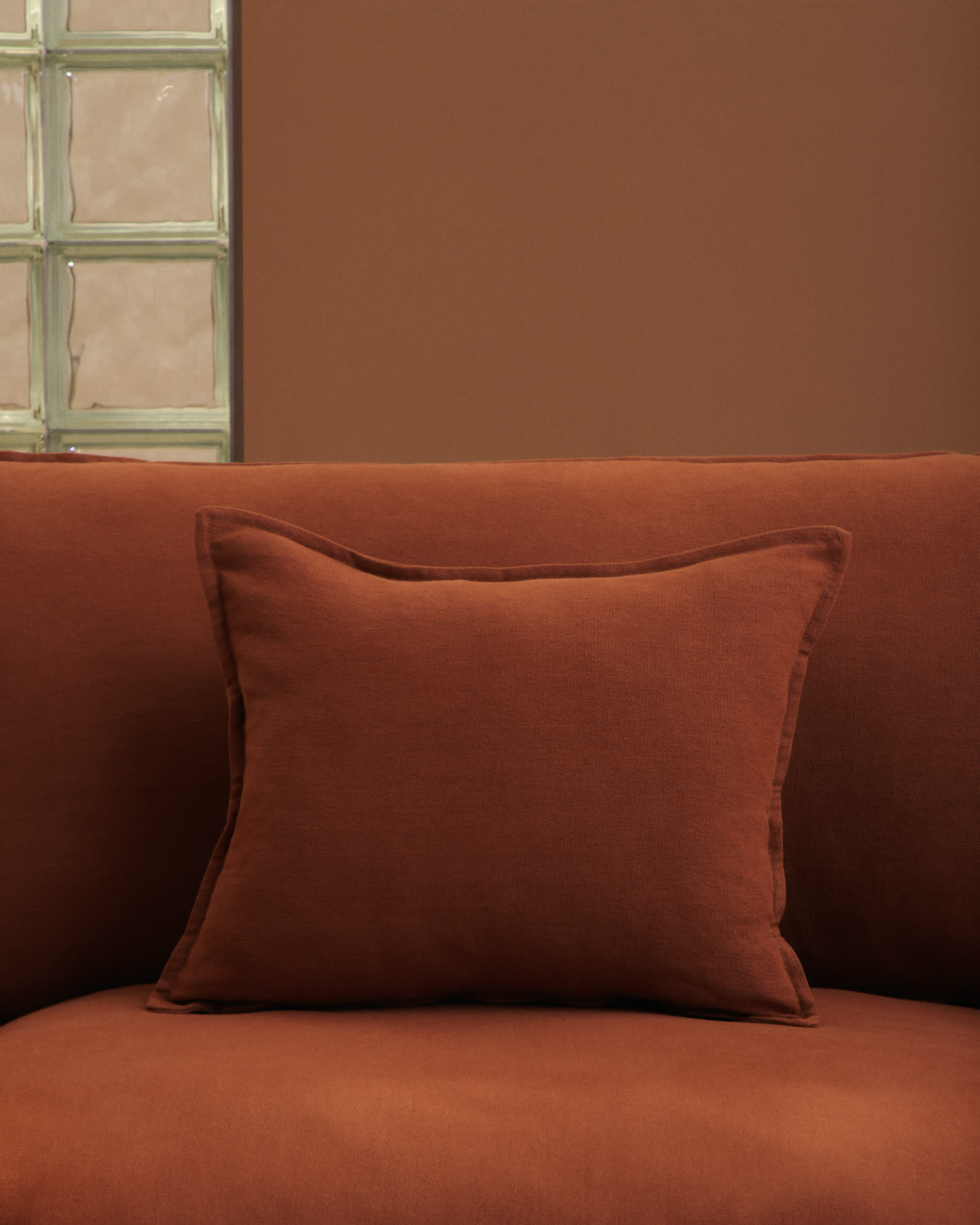 Anarela 100% terracotta linen armchair with removable cover 90cm FSC Mix Credit