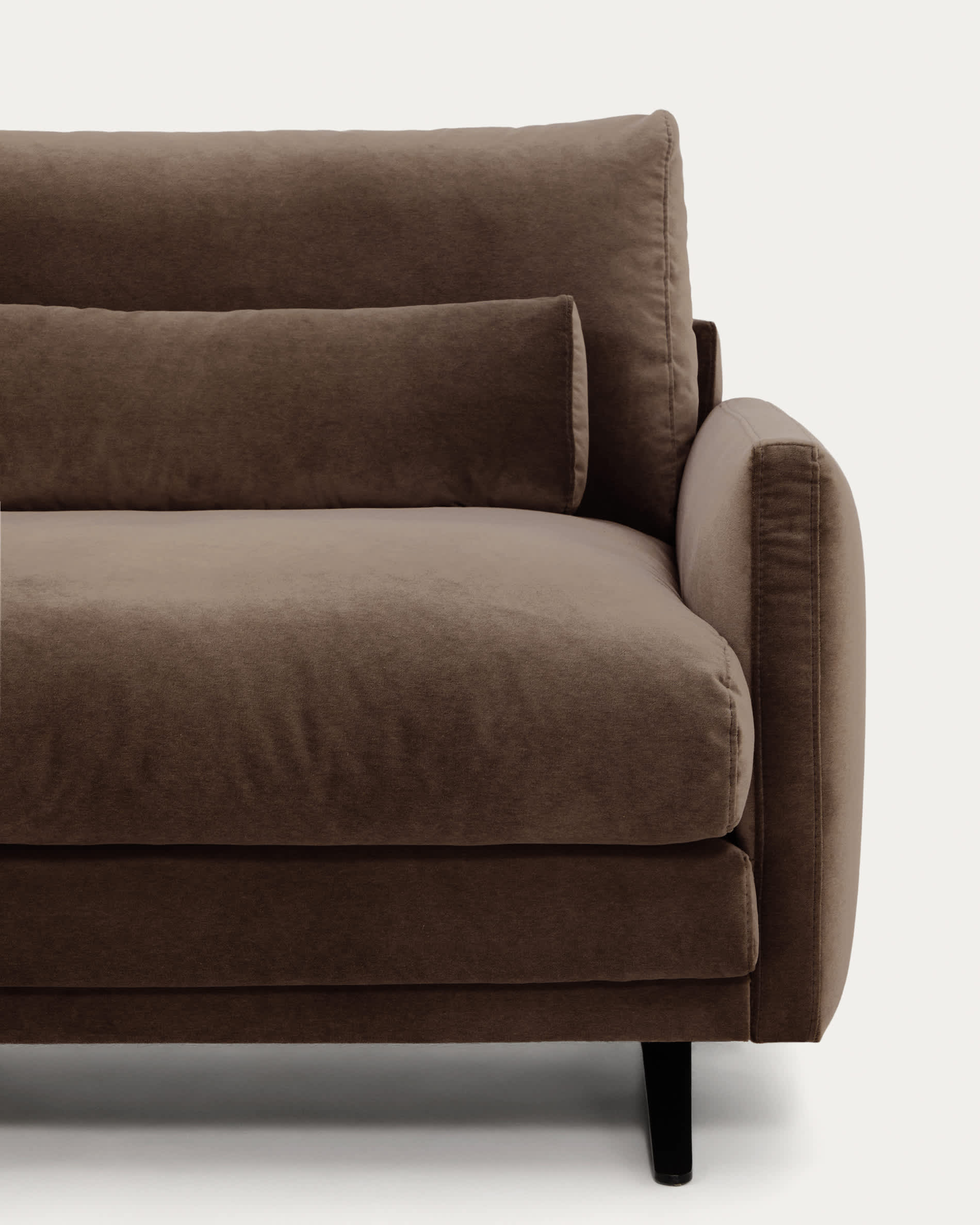 Veliro chocolate brown velvet 3-seater sofa with black steel legs 240cm FSC Mix Credit