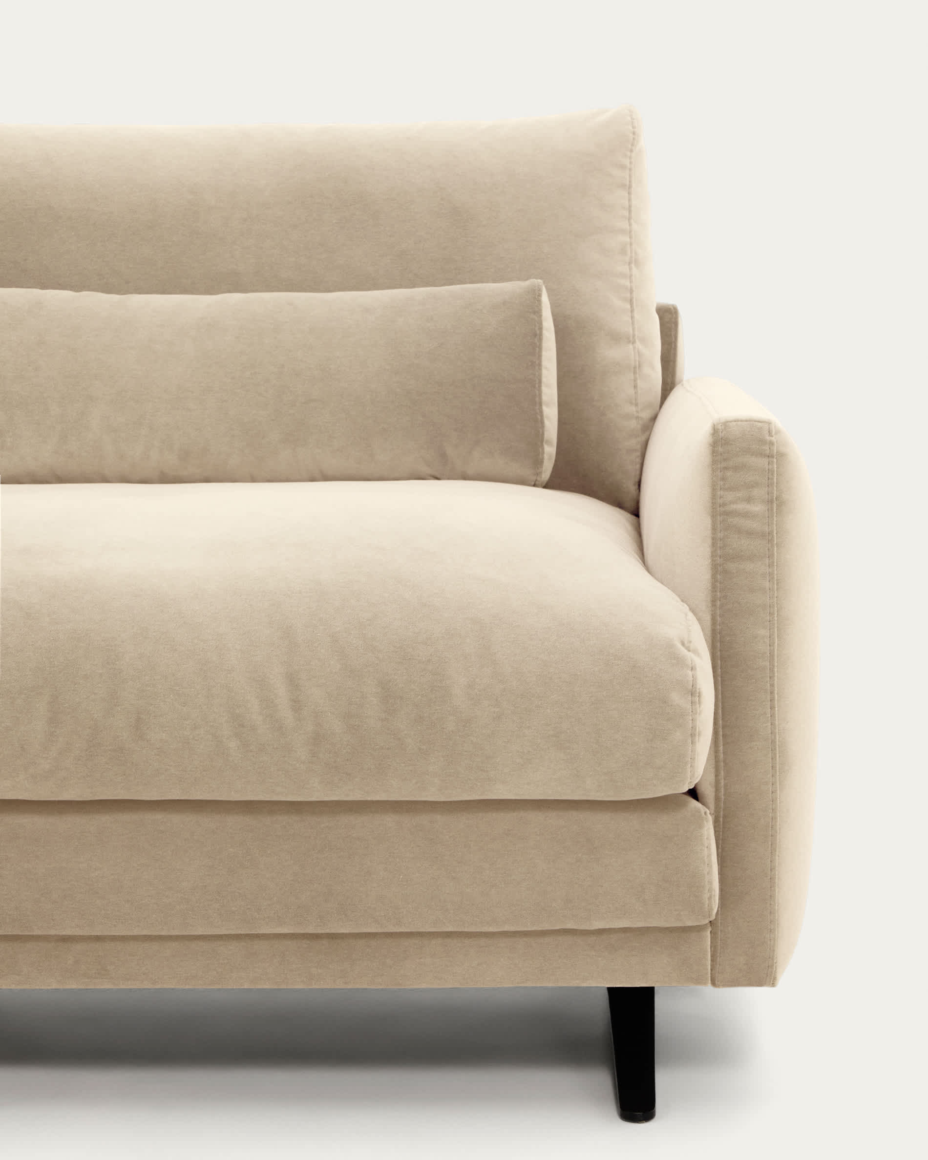 Veliro pearl velvet 3-seater sofa with black steel legs 240cm FSC Mix Credit