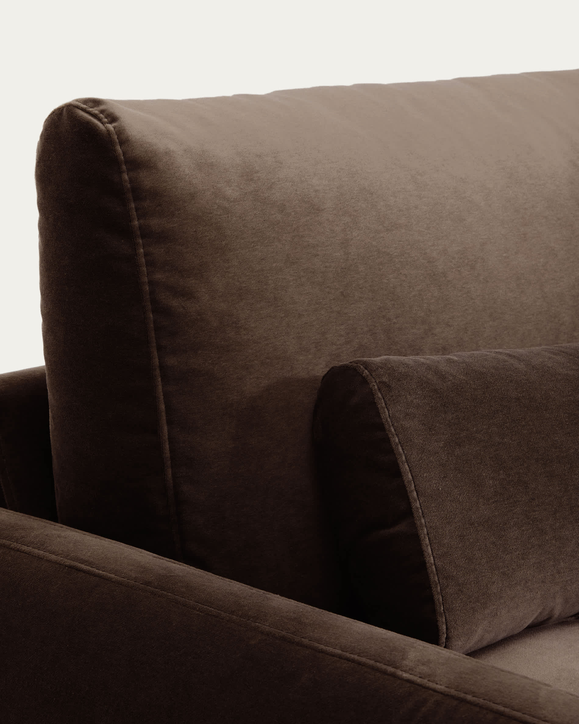 Veliro chocolate brown velvet 3-seater sofa with black steel legs 240cm FSC Mix Credit