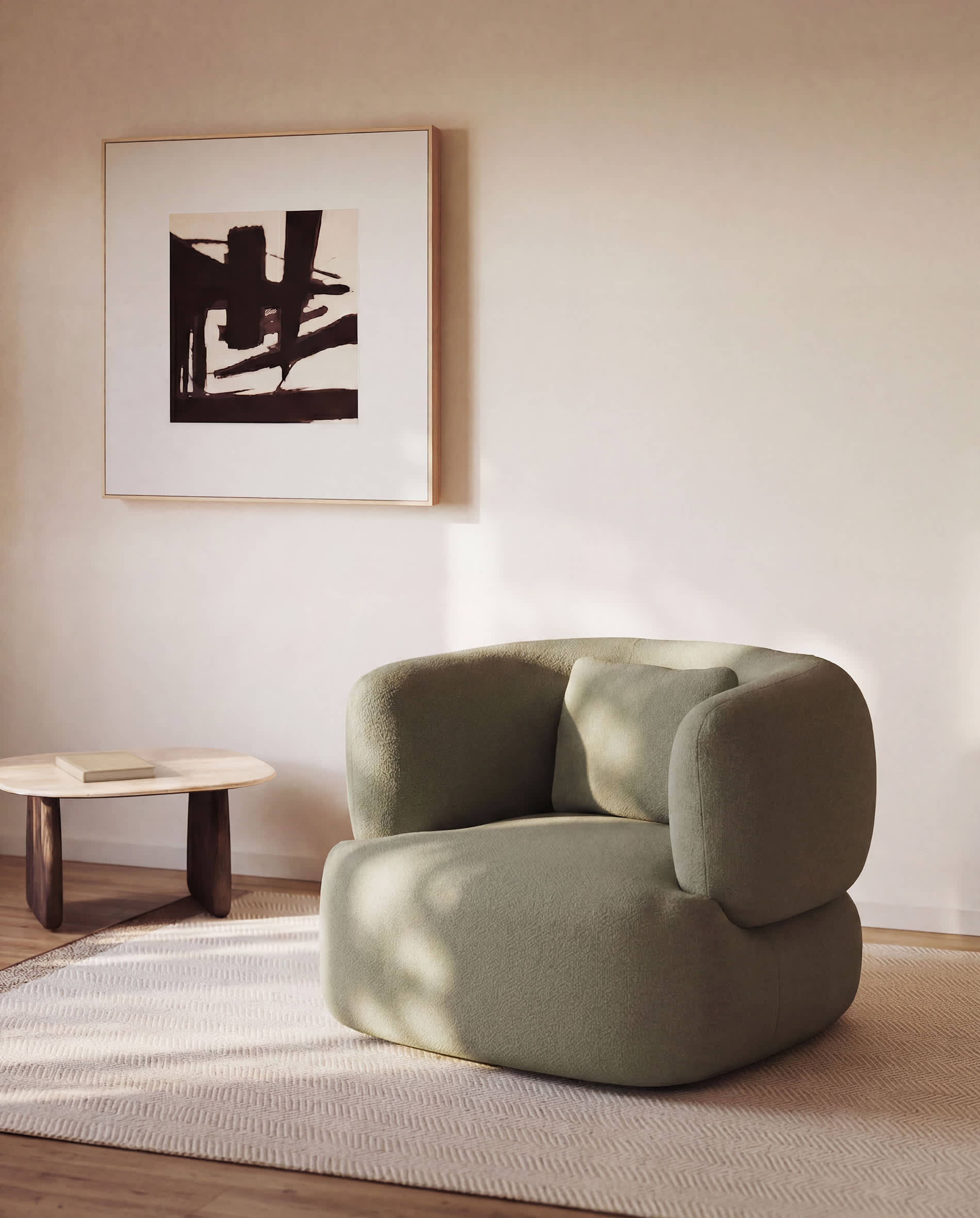 Martina green chenille armchair with cushion FSC Mix Credit