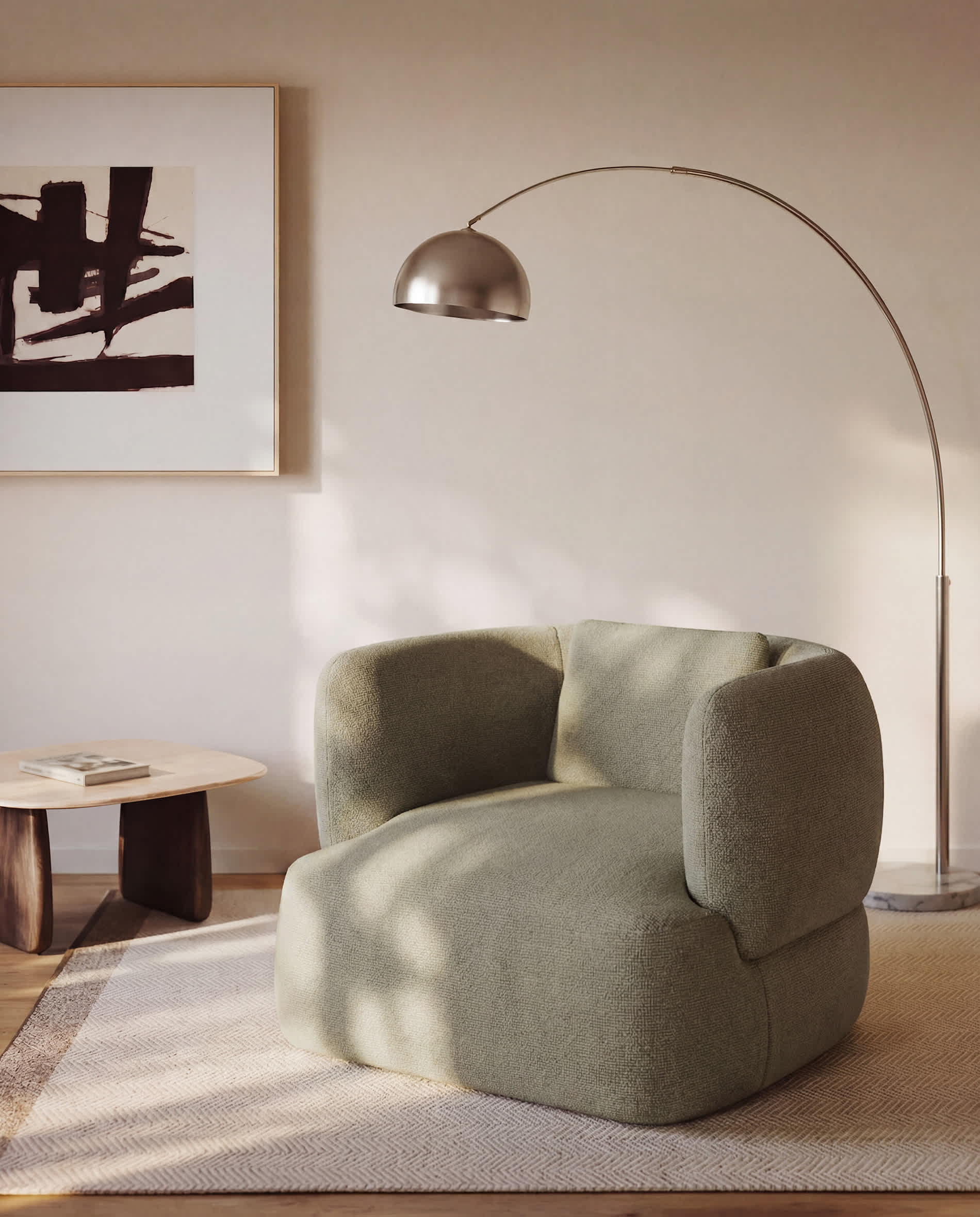 Martina green chenille swivel armchair with cushion FSC Mix Credit