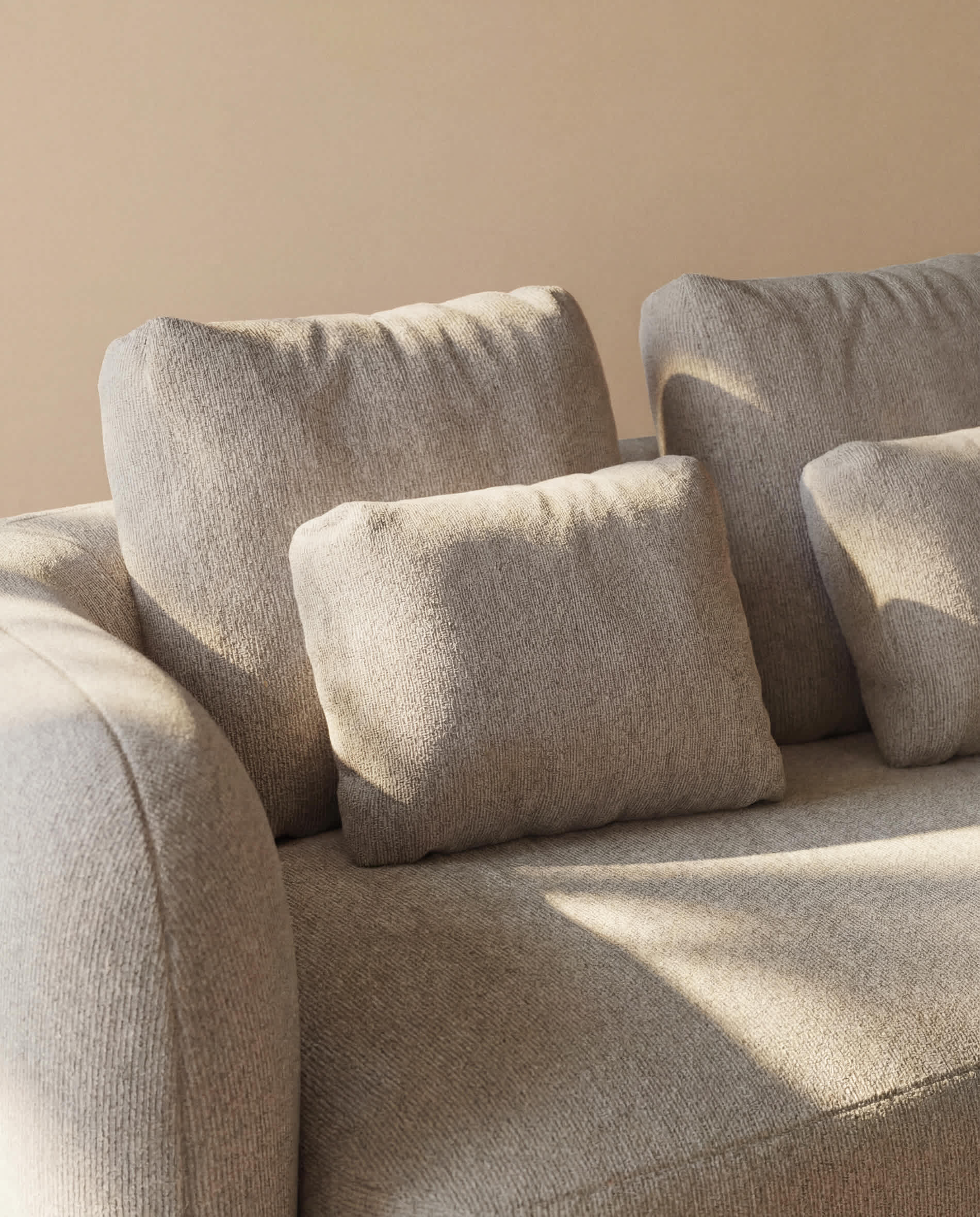 Martina stone-coloured chenille cushion 47 x 36 cm
