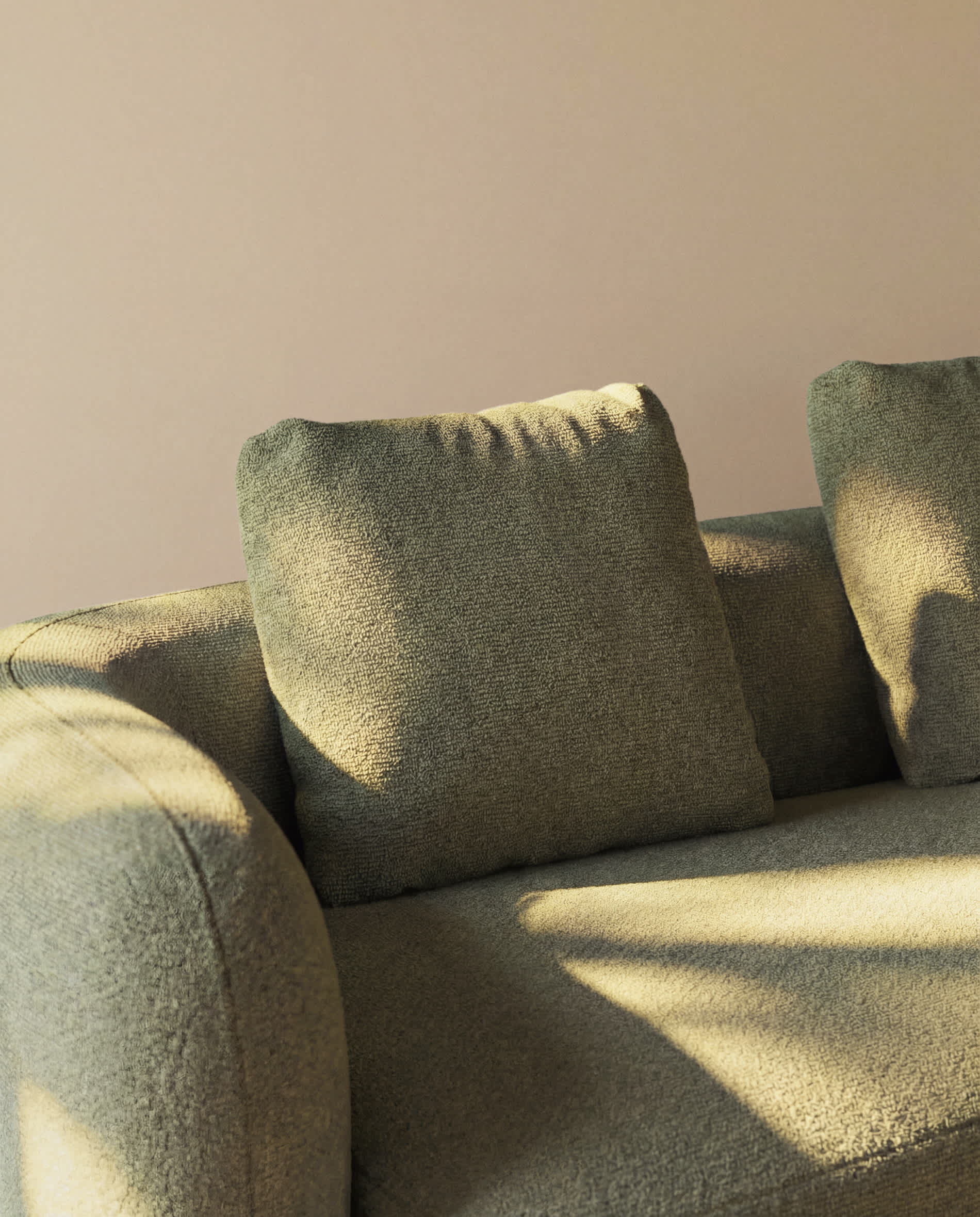 Martina fire-retardant green chenille cushion 60 x 52 cm