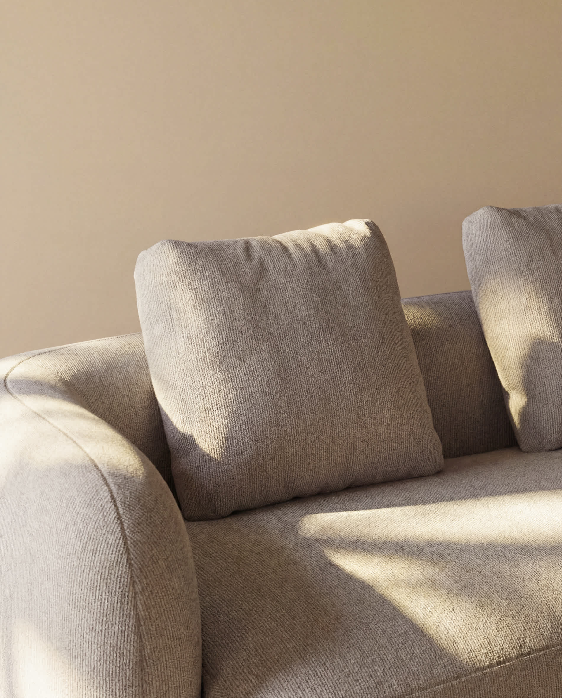 Martina fire-retardant stone-coloured chenille cushion 52 x 52 cm