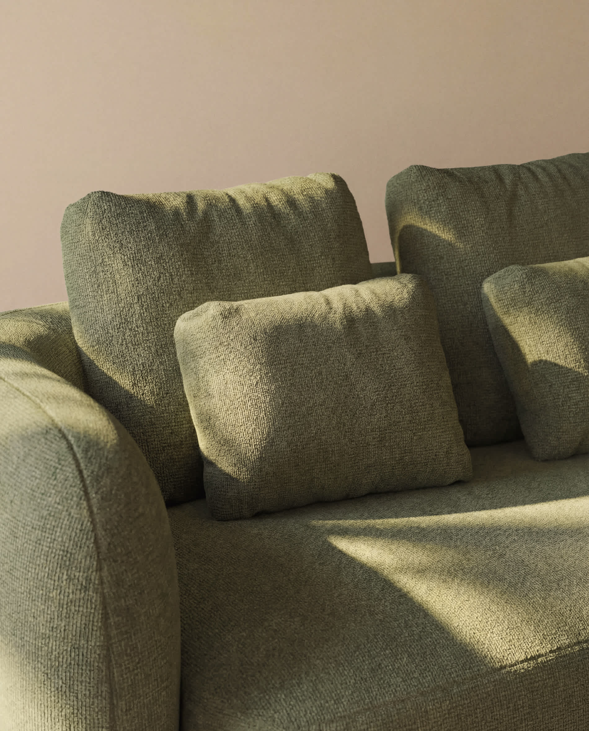 Martina fire-retardant green chenille cushion 47 x 36 cm