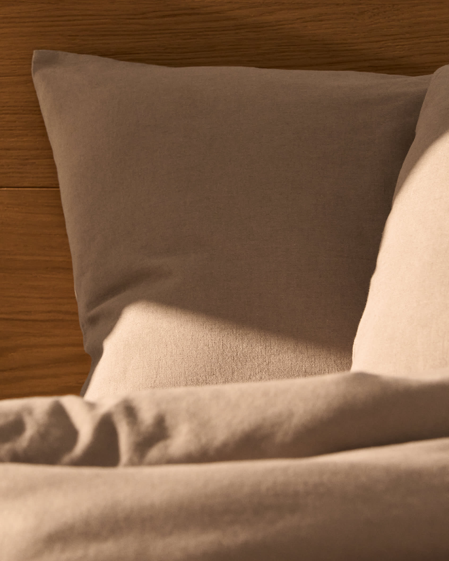 Simmel set of 2 brown linen blend pillowcases 65 x 65 cm