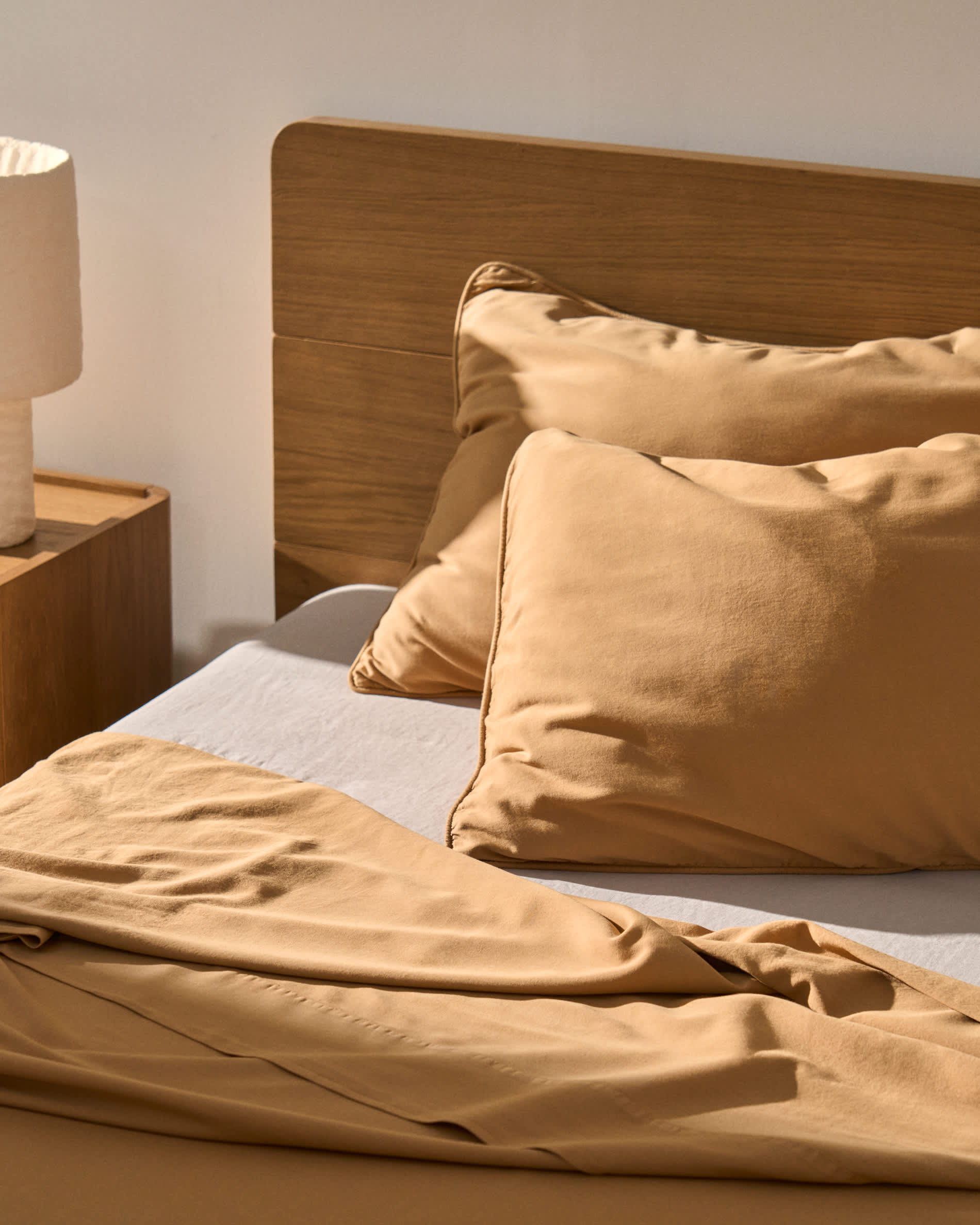 Sirale set of 2 100% cotton sateen pillowcases with washed finish in copper 50 x 70 cm