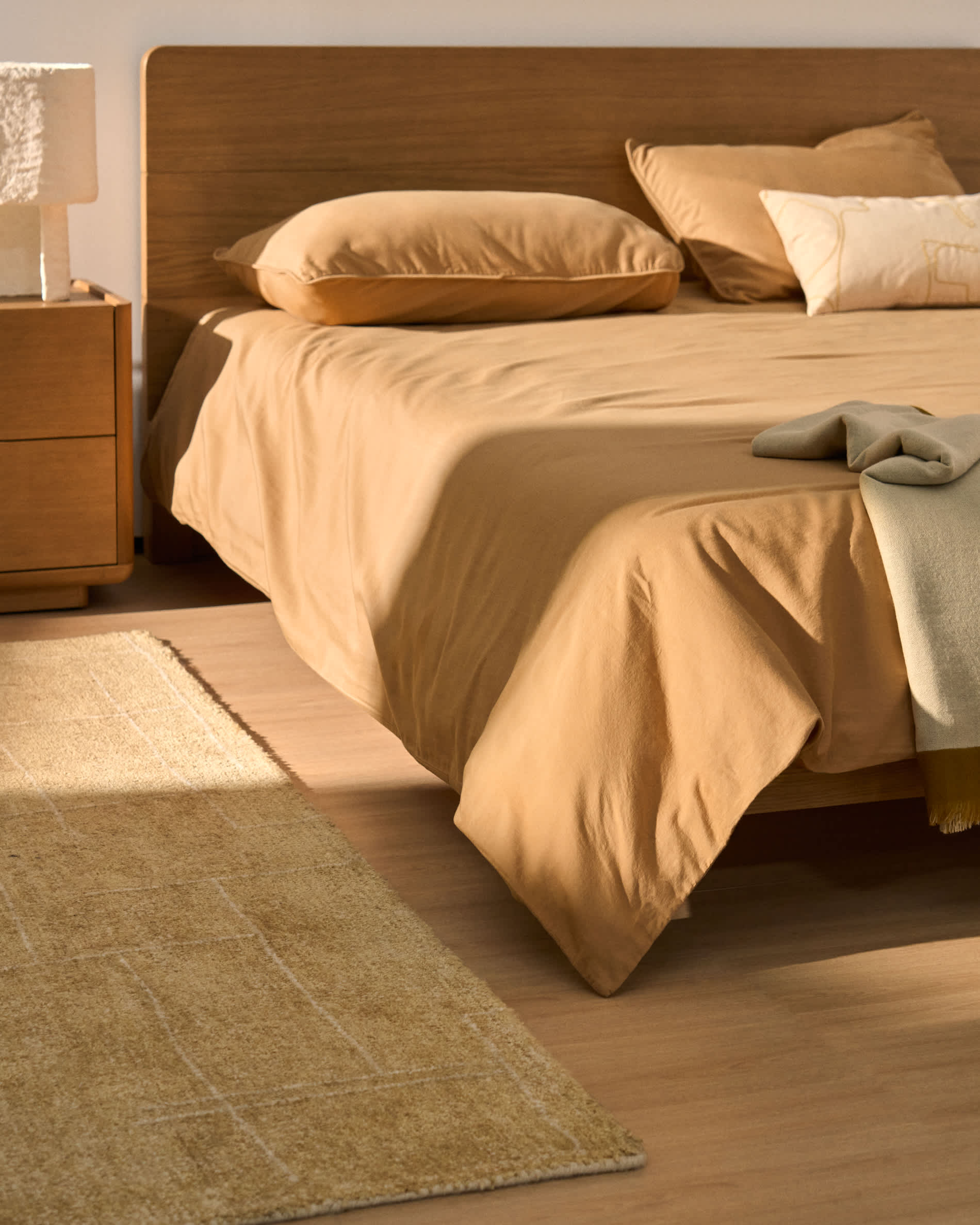 Sirale 100% cotton sateen duvet cover with washed finish in copper for 150/160 cm bed