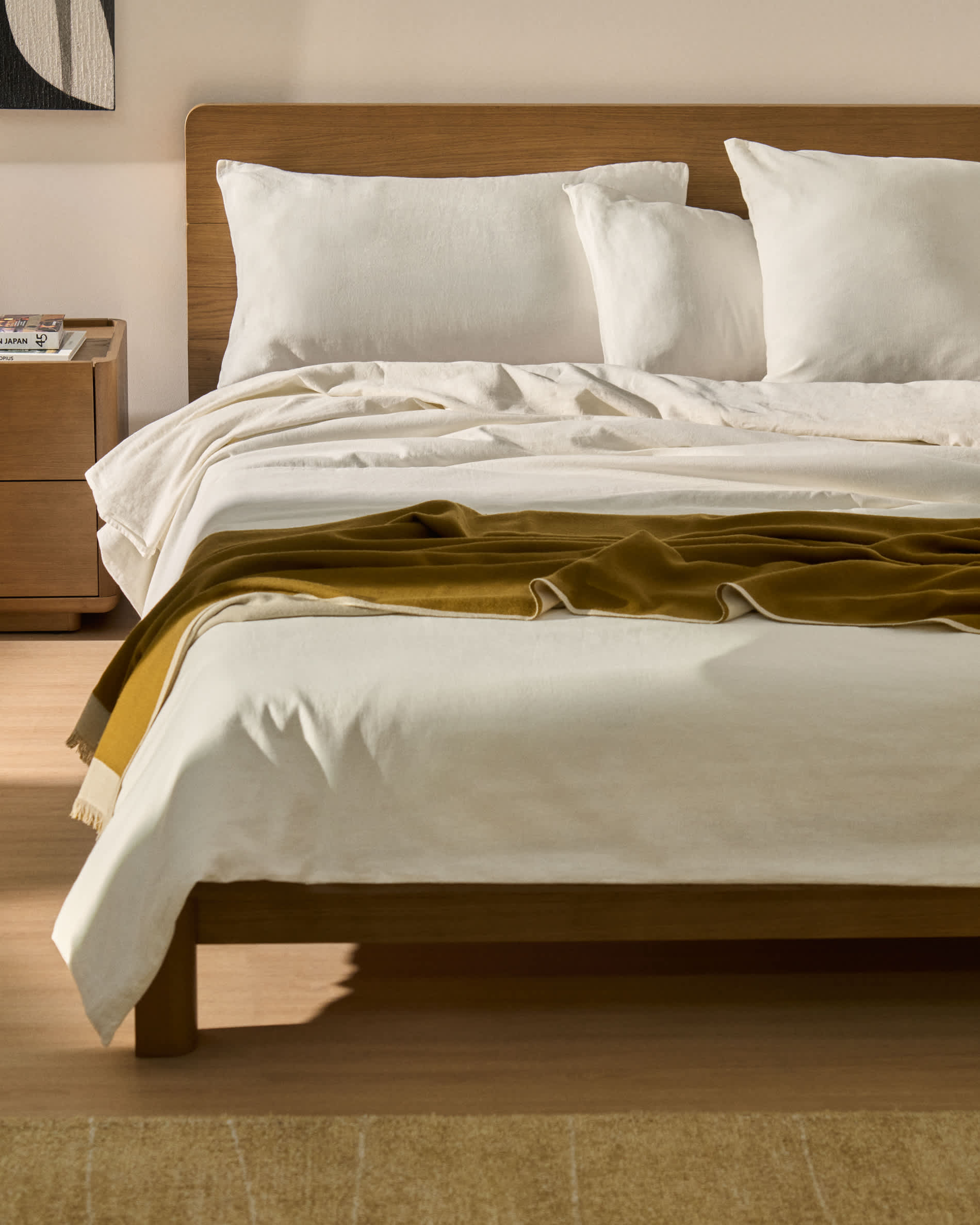 Simmel duvet cover and pillowcase set in ecru linen blend for 150 cm bed