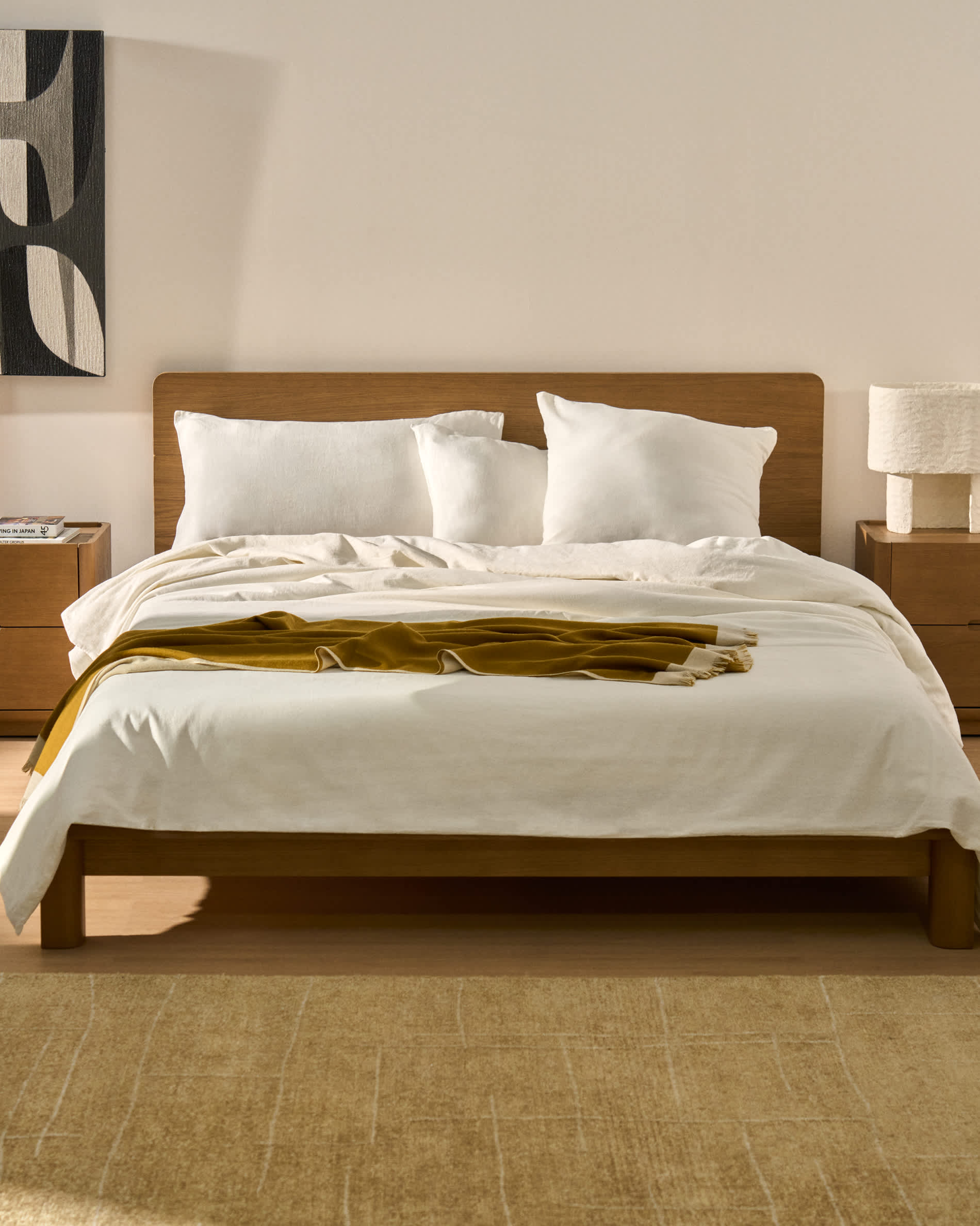 Simmel duvet cover and pillowcase set in ecru linen blend for 180 cm bed