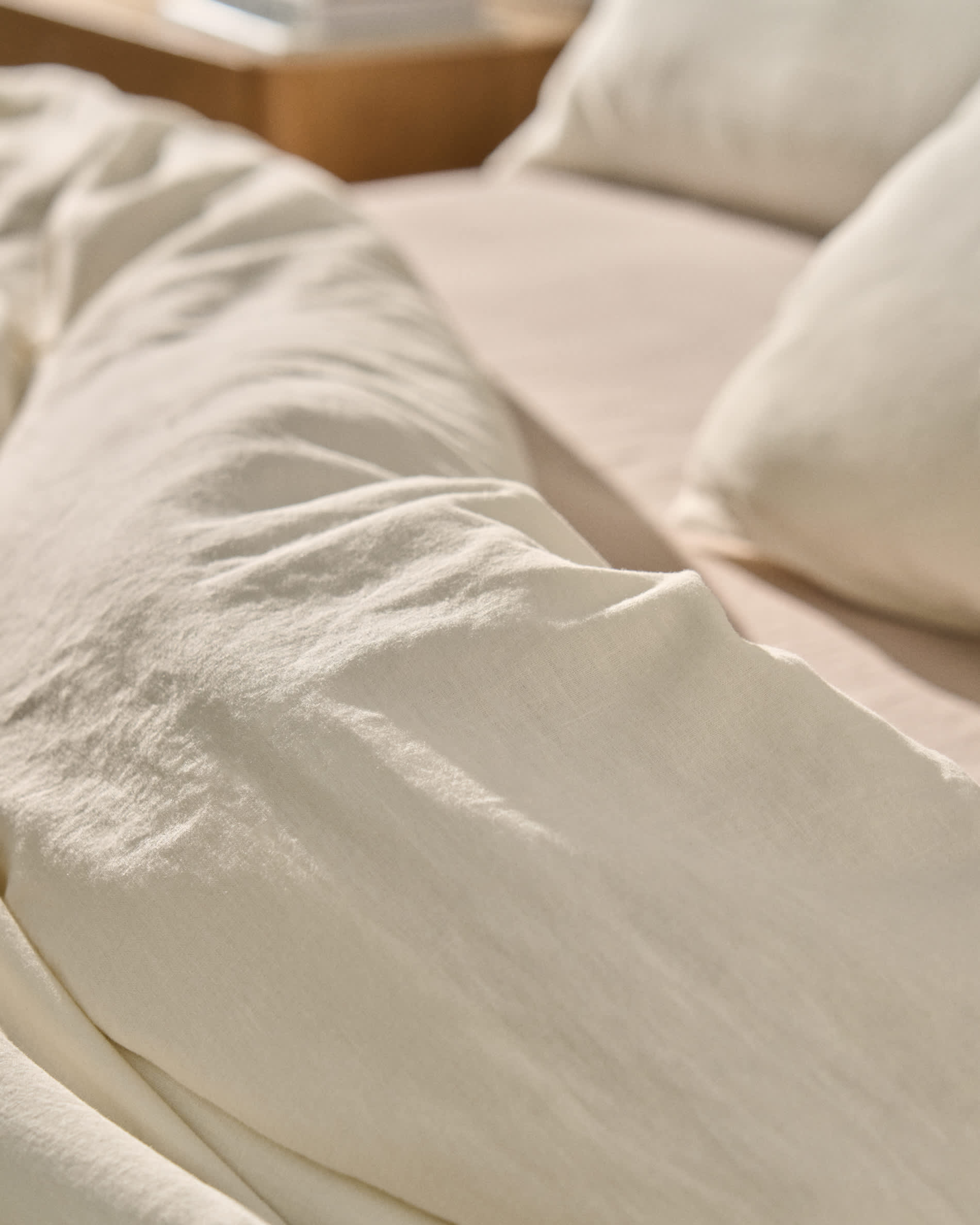 Simmel duvet cover and pillowcase set in ecru linen blend for 180 cm bed