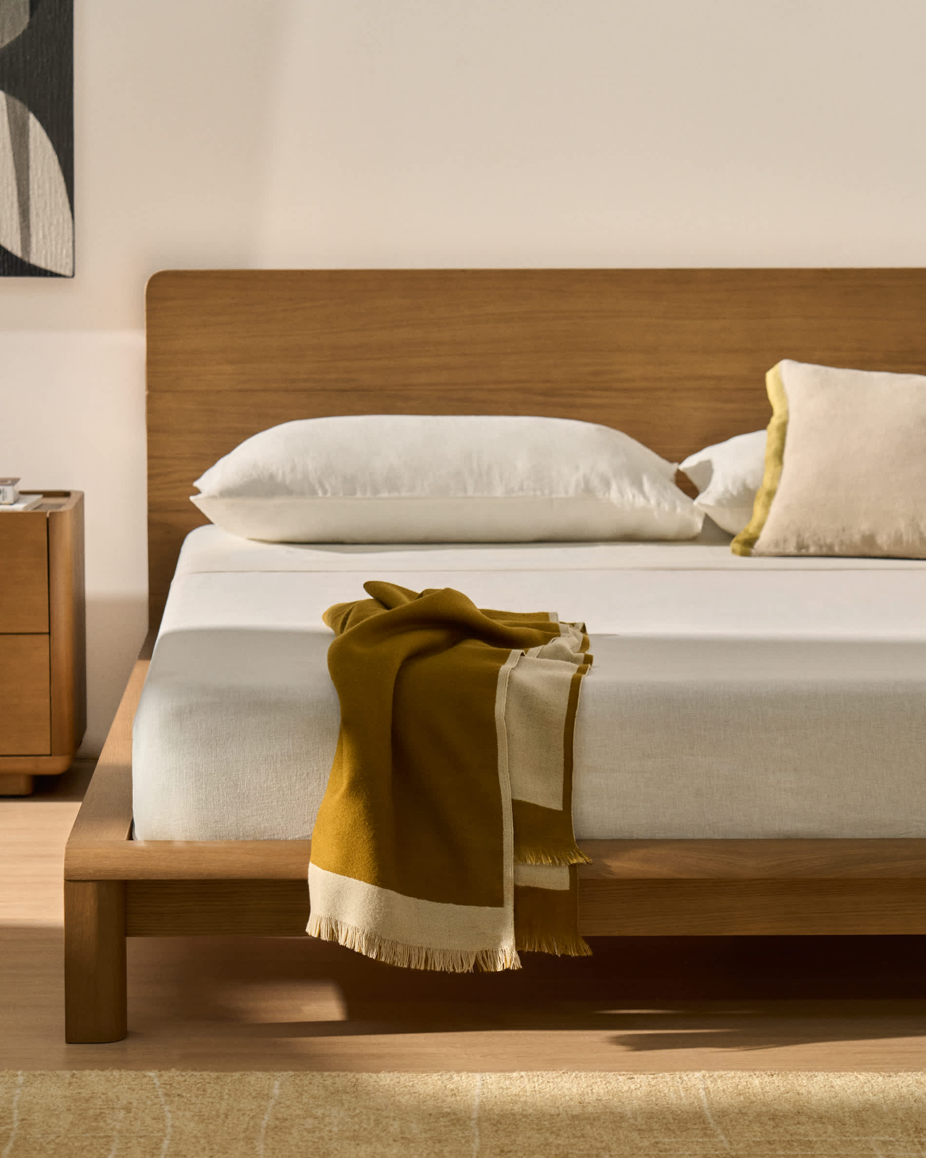 Simmel beige linen blend top sheet for 150/160 cm bed