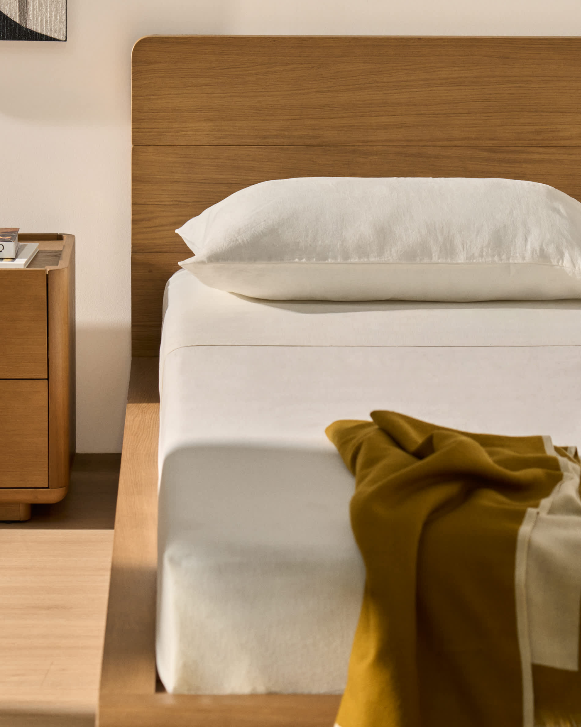 Simmel beige linen blend top sheet for 90 cm bed