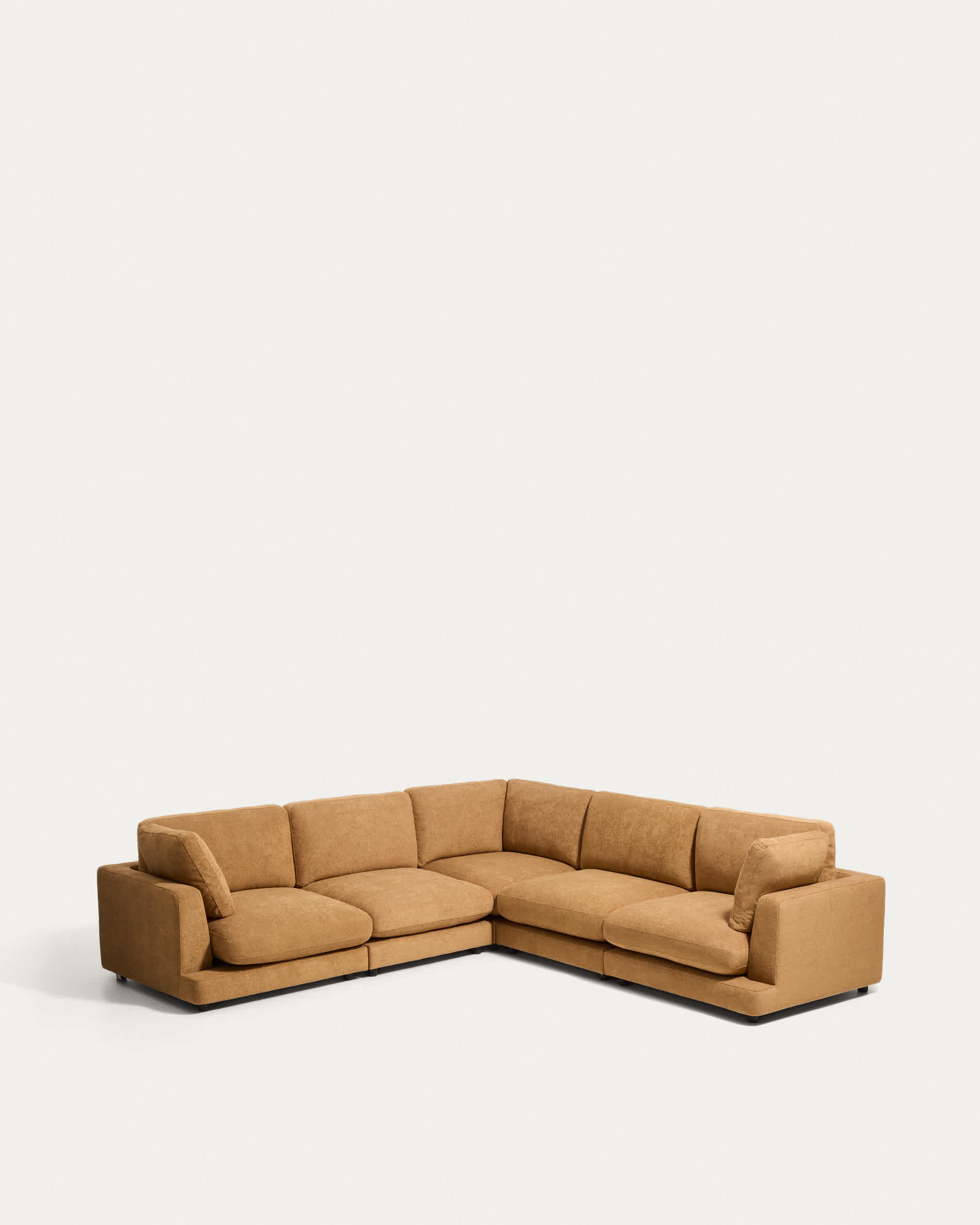 Gala 6-seater corner sofa in mustard micro bouclé FSC Mix Credit 300 x 300cm