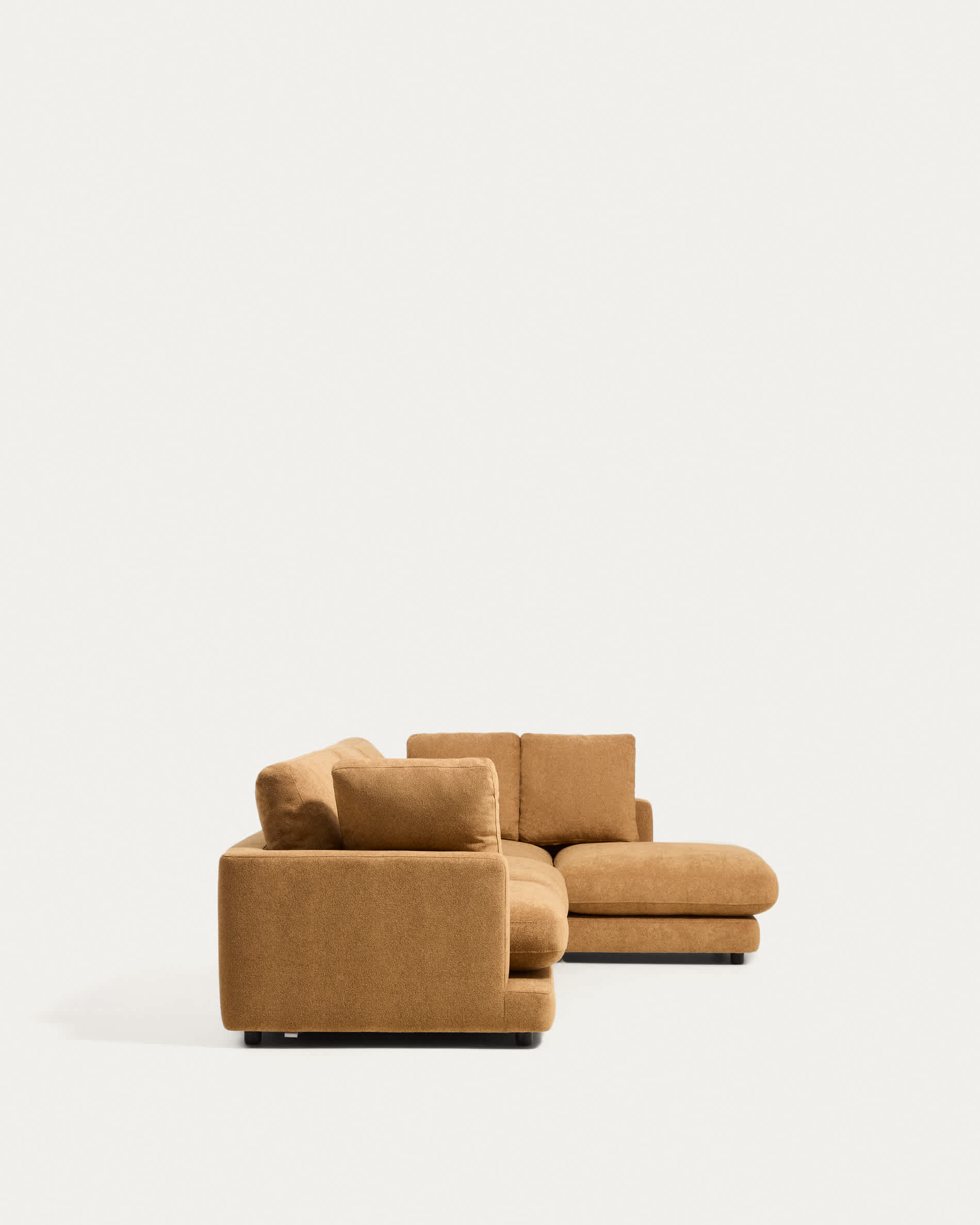 Gala mustard 4-seater sofa in micro bouclé with right chaise longue FSC Mix Credit 300cm