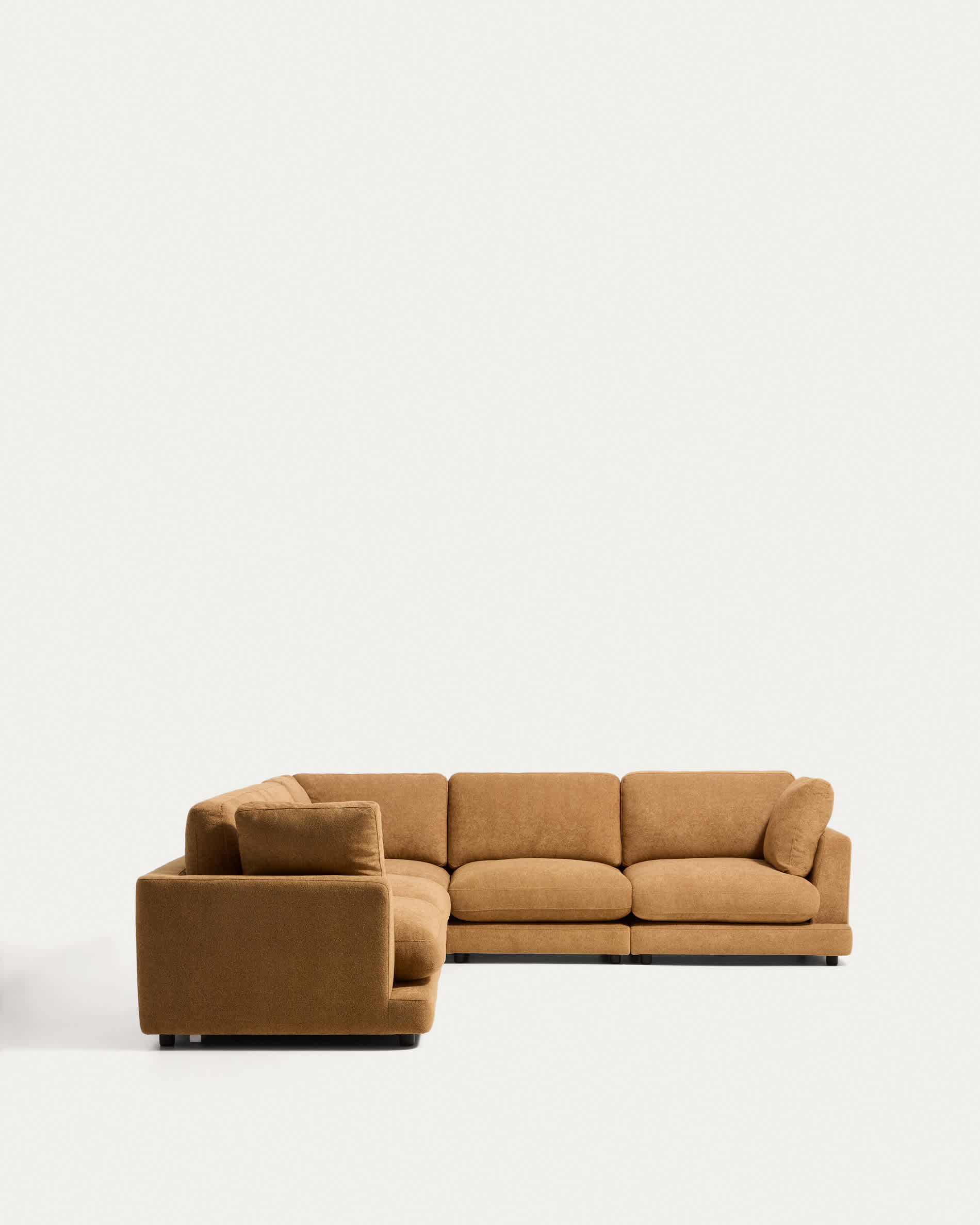 Gala 6-seater corner sofa in mustard micro bouclé FSC Mix Credit 300 x 300cm