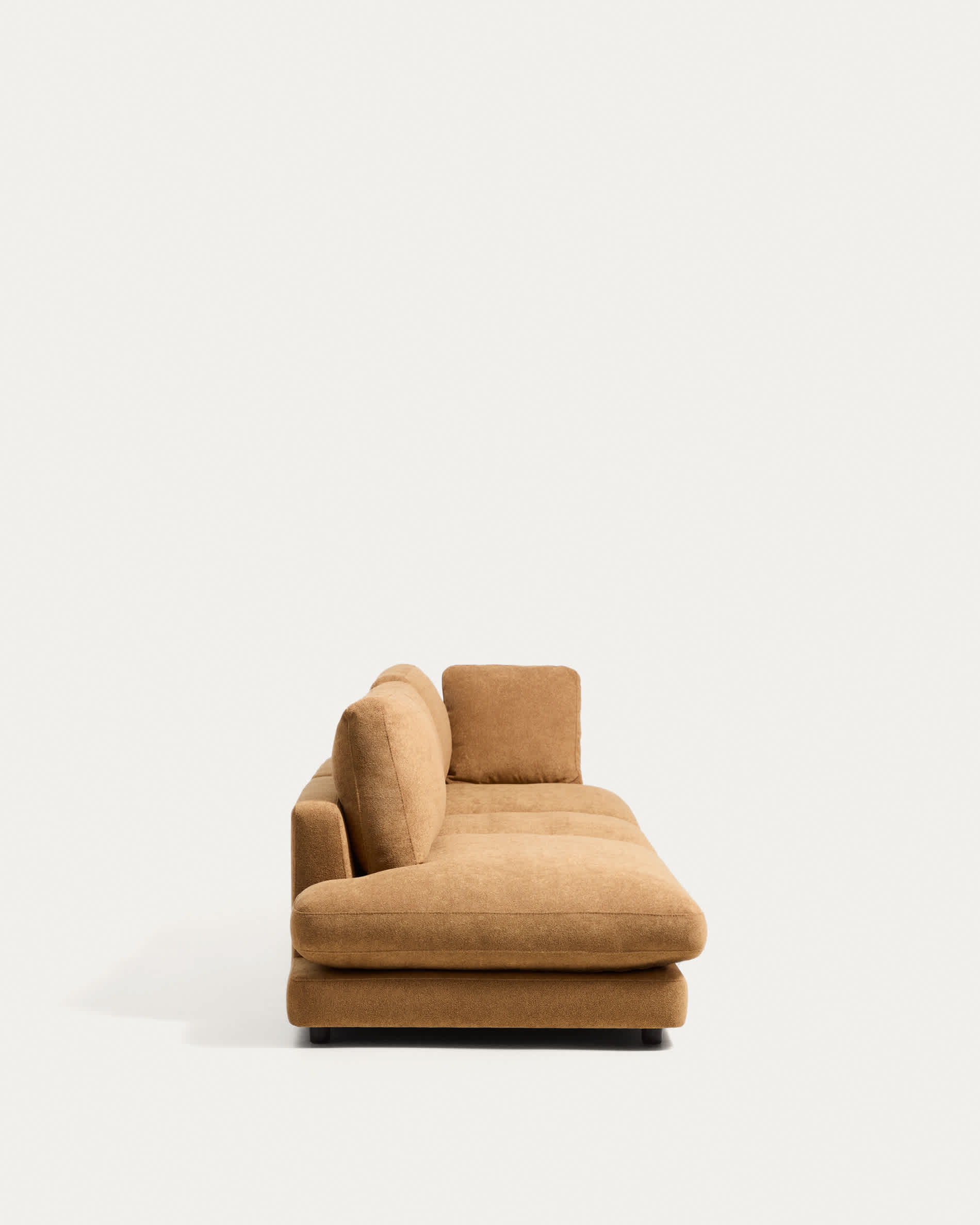 Gala 4-seater modular sofa with end module left side in mustard micro bouclé FSC Mix Credit 315cm