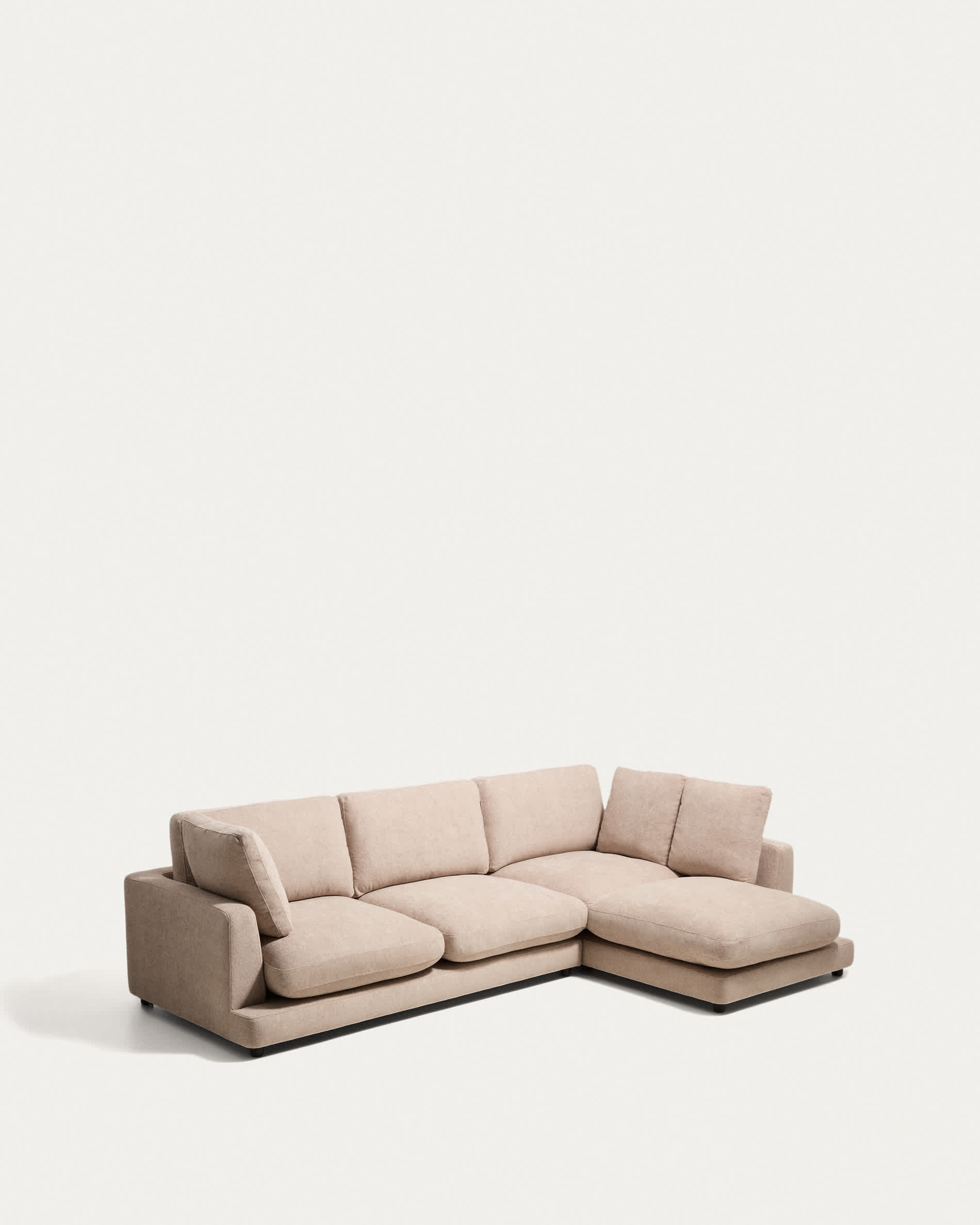 Gala beige 4-seater sofa in micro bouclé with right chaise longue FSC Mix Credit 300cm