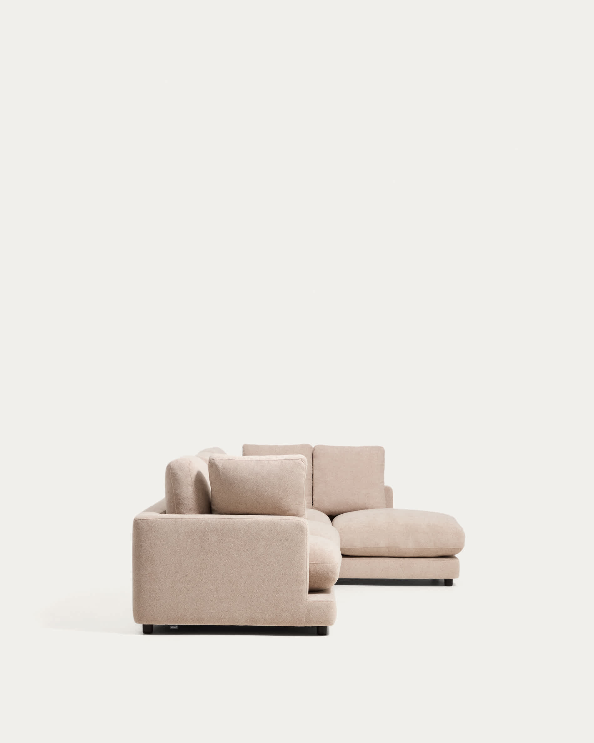 Gala beige 4-seater sofa in micro bouclé with right chaise longue FSC Mix Credit 300cm