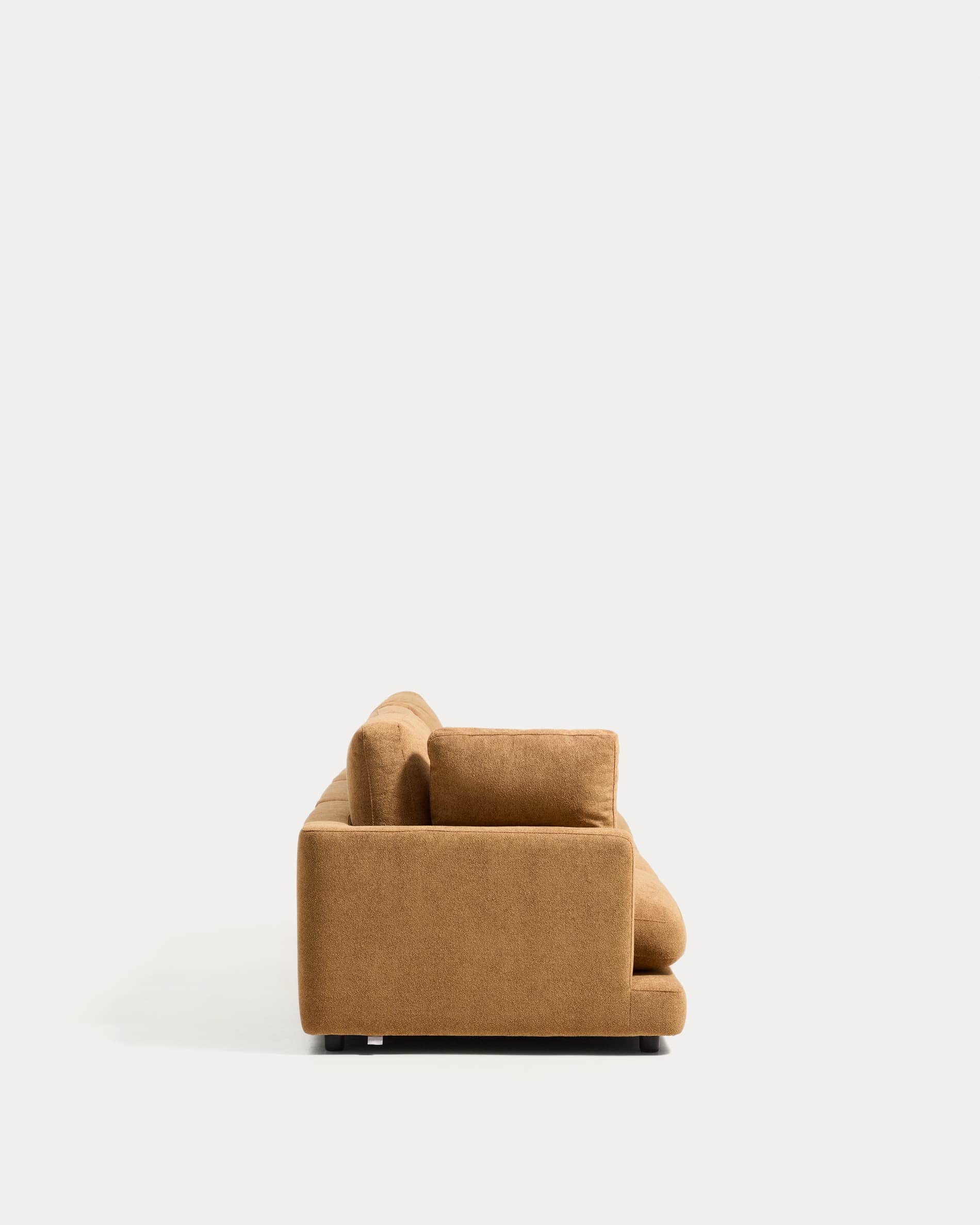 Gala 4-seater modular sofa with end module right side in mustard micro bouclé FSC Mix Credit 315cm
