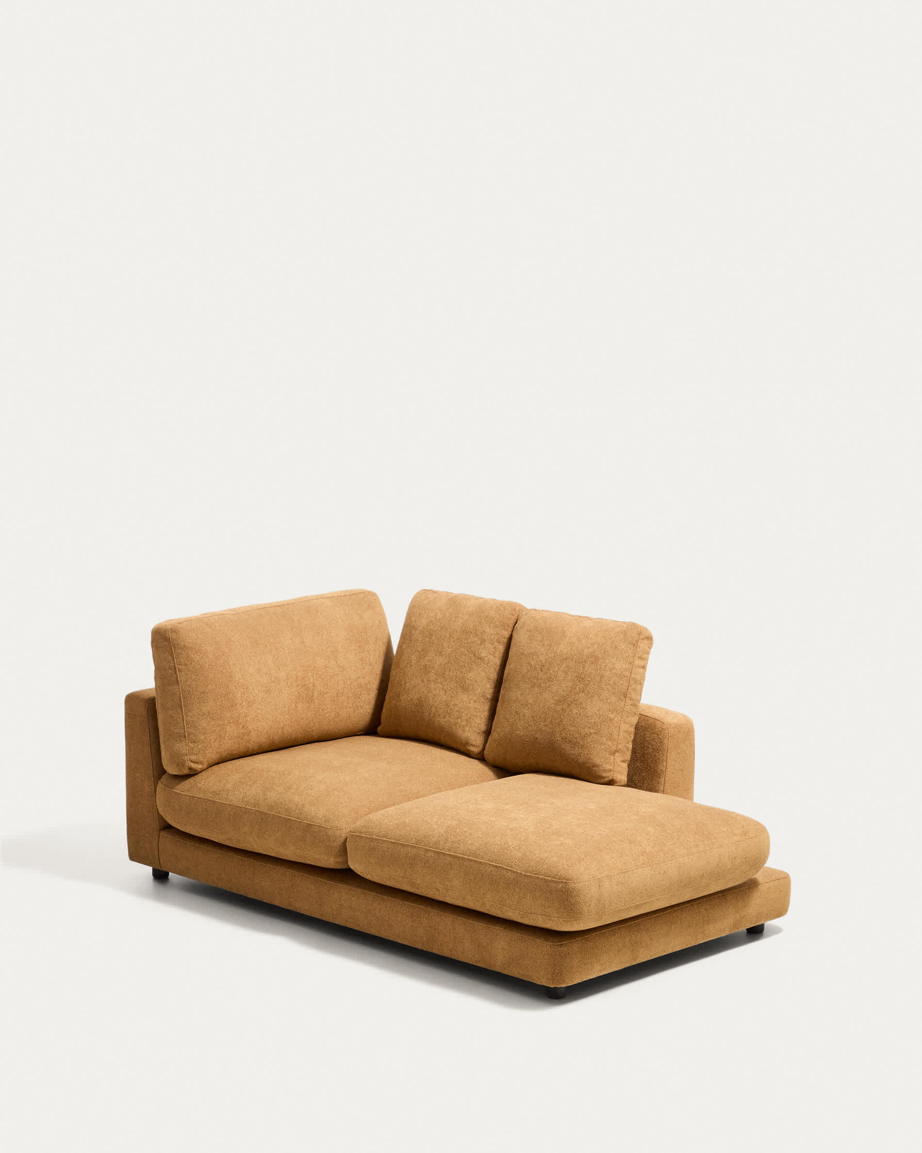 Gala chaise longue module right side in mustard micro bouclé