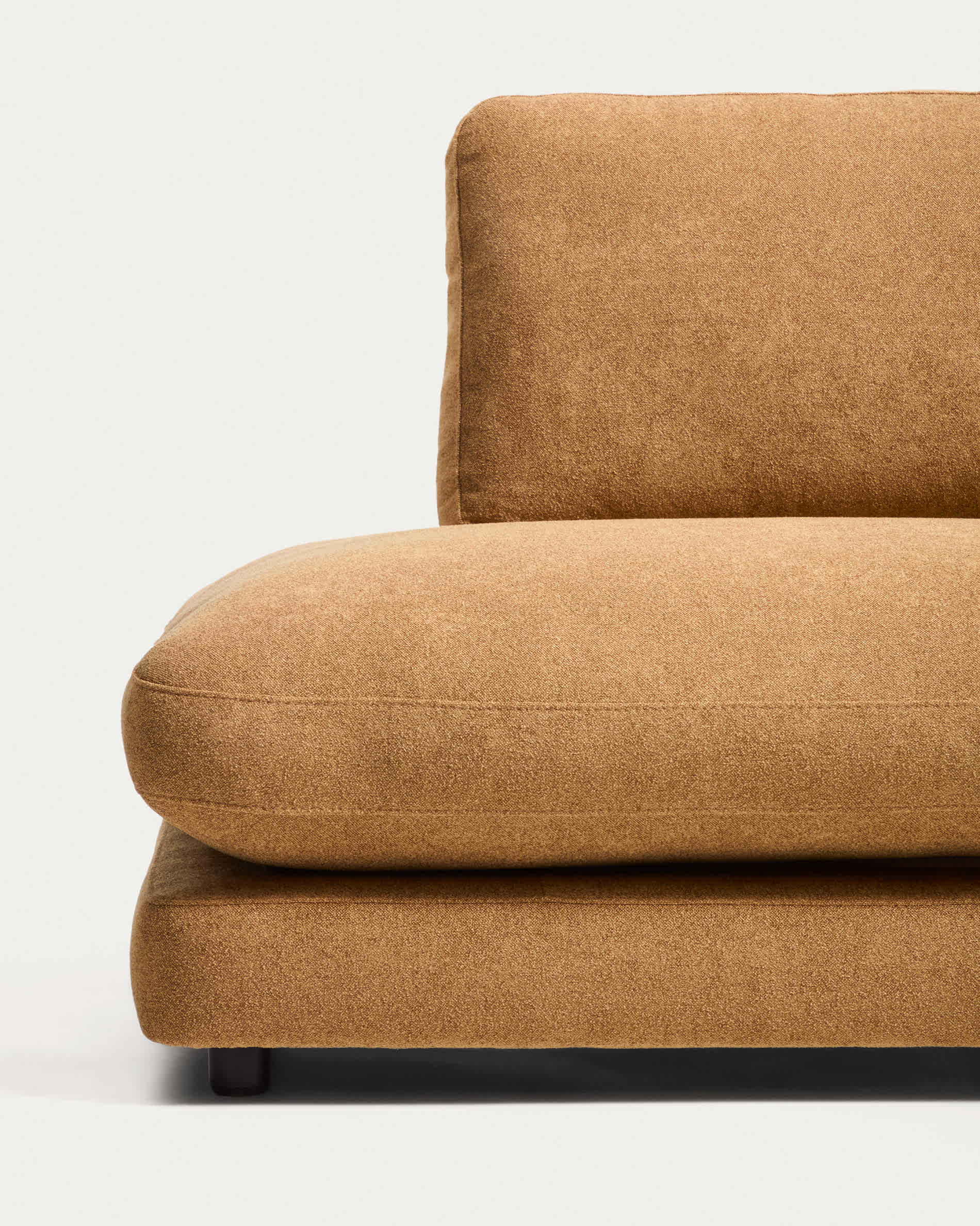 Gala 4-seater modular sofa with end module left side in mustard micro bouclé FSC Mix Credit 315cm
