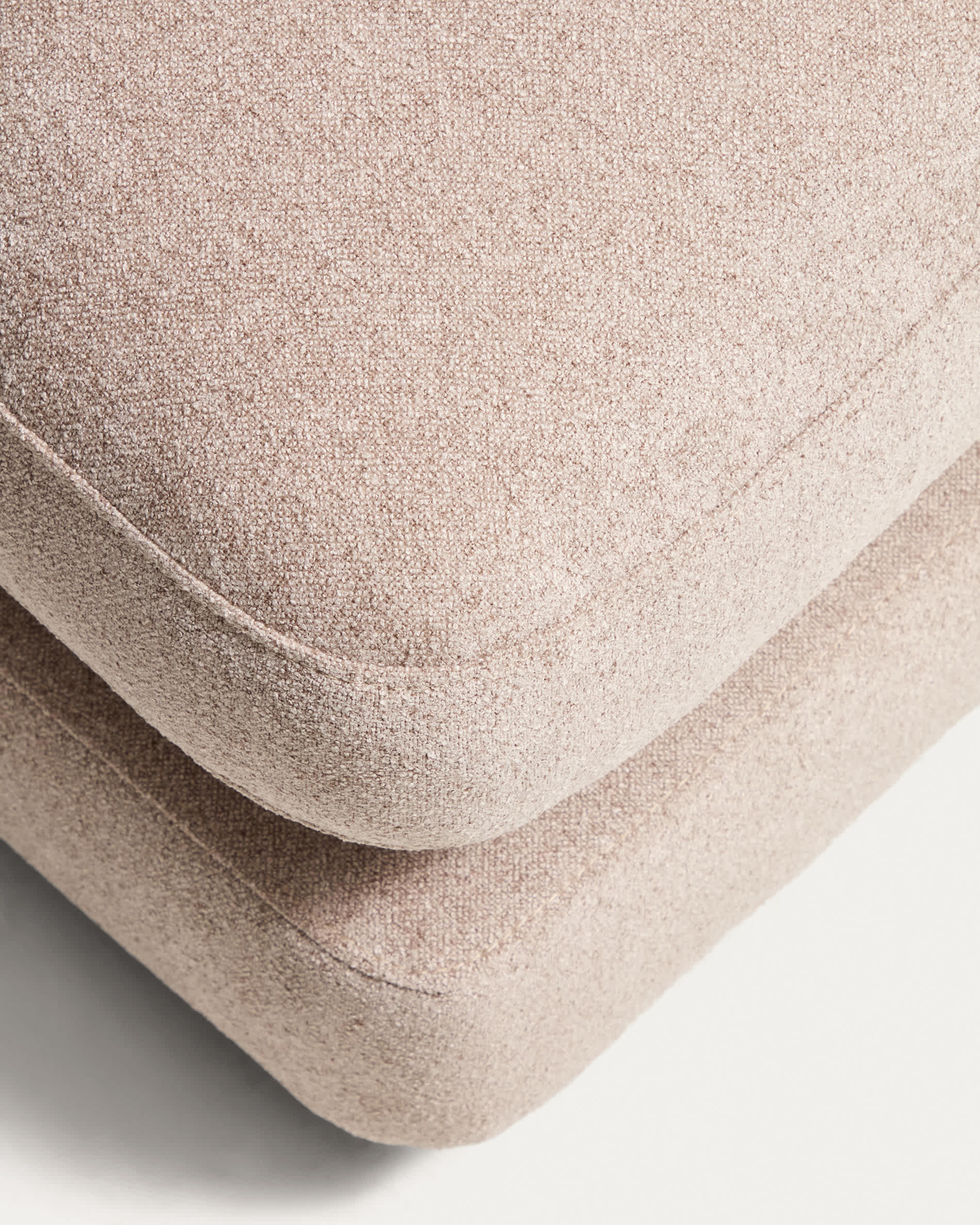 Gala footrest in beige micro bouclé FSC Mix Credit 90 x 90cm