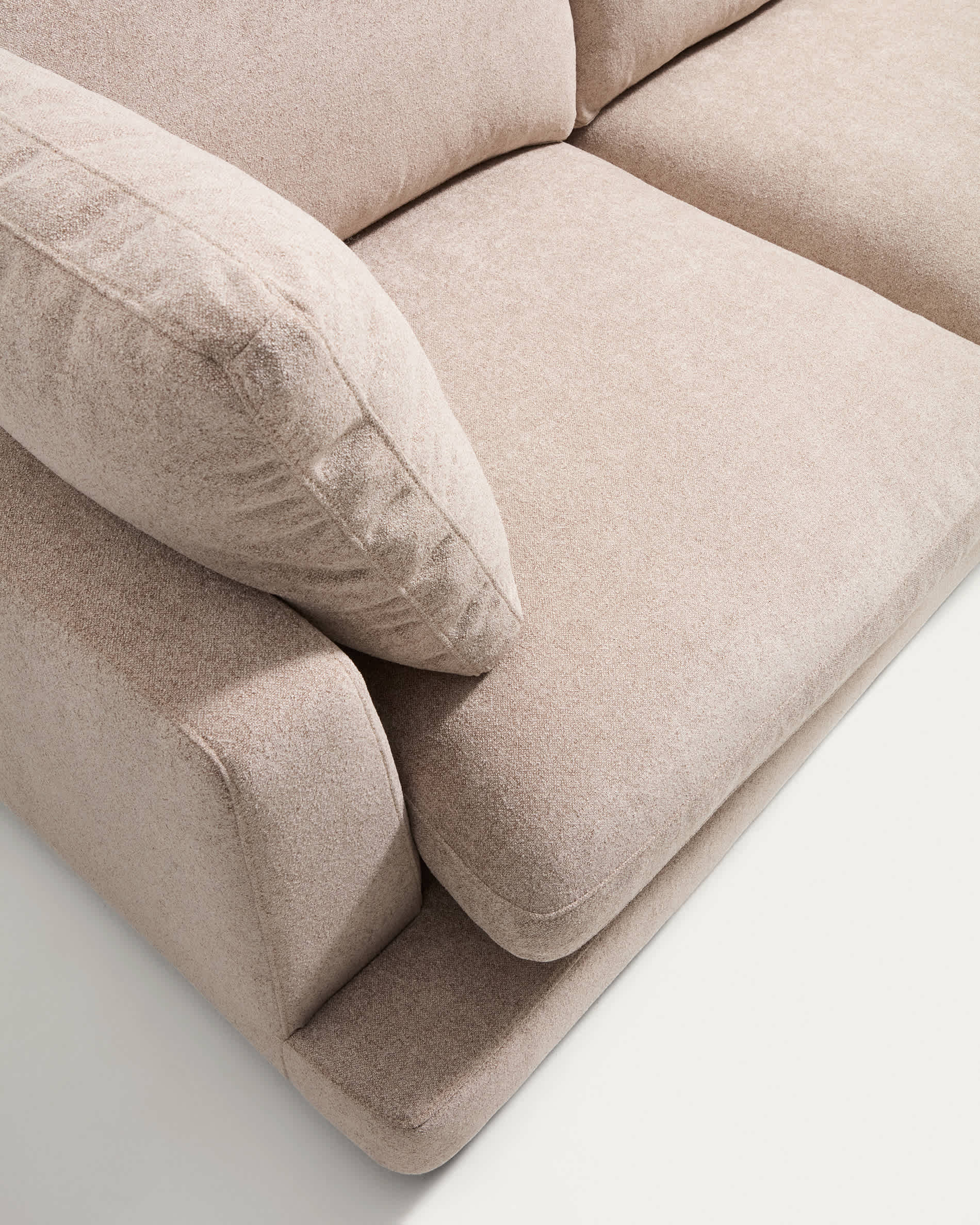 Gala beige 4-seater sofa in micro bouclé with right chaise longue FSC Mix Credit 300cm