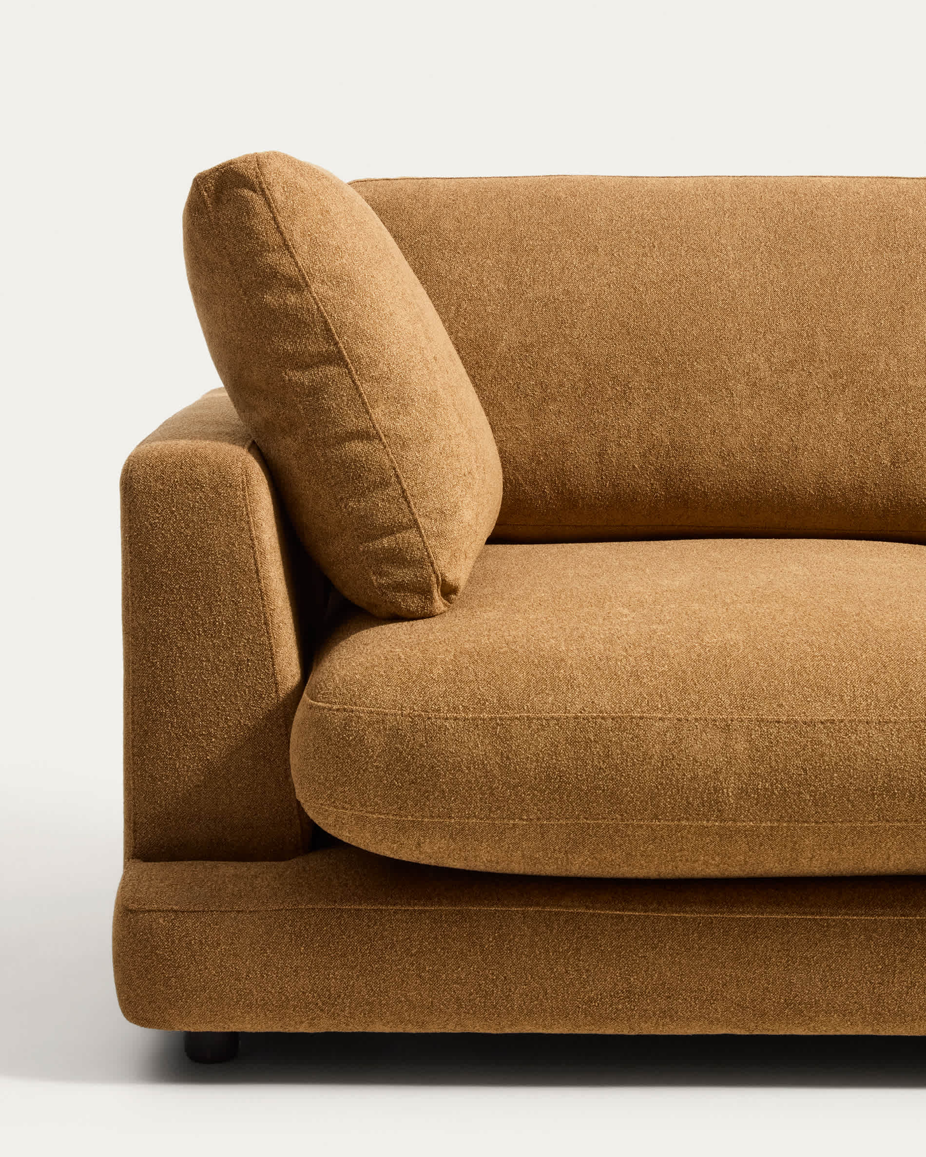 Gala mustard 4-seater sofa in micro bouclé with right chaise longue FSC Mix Credit 300cm