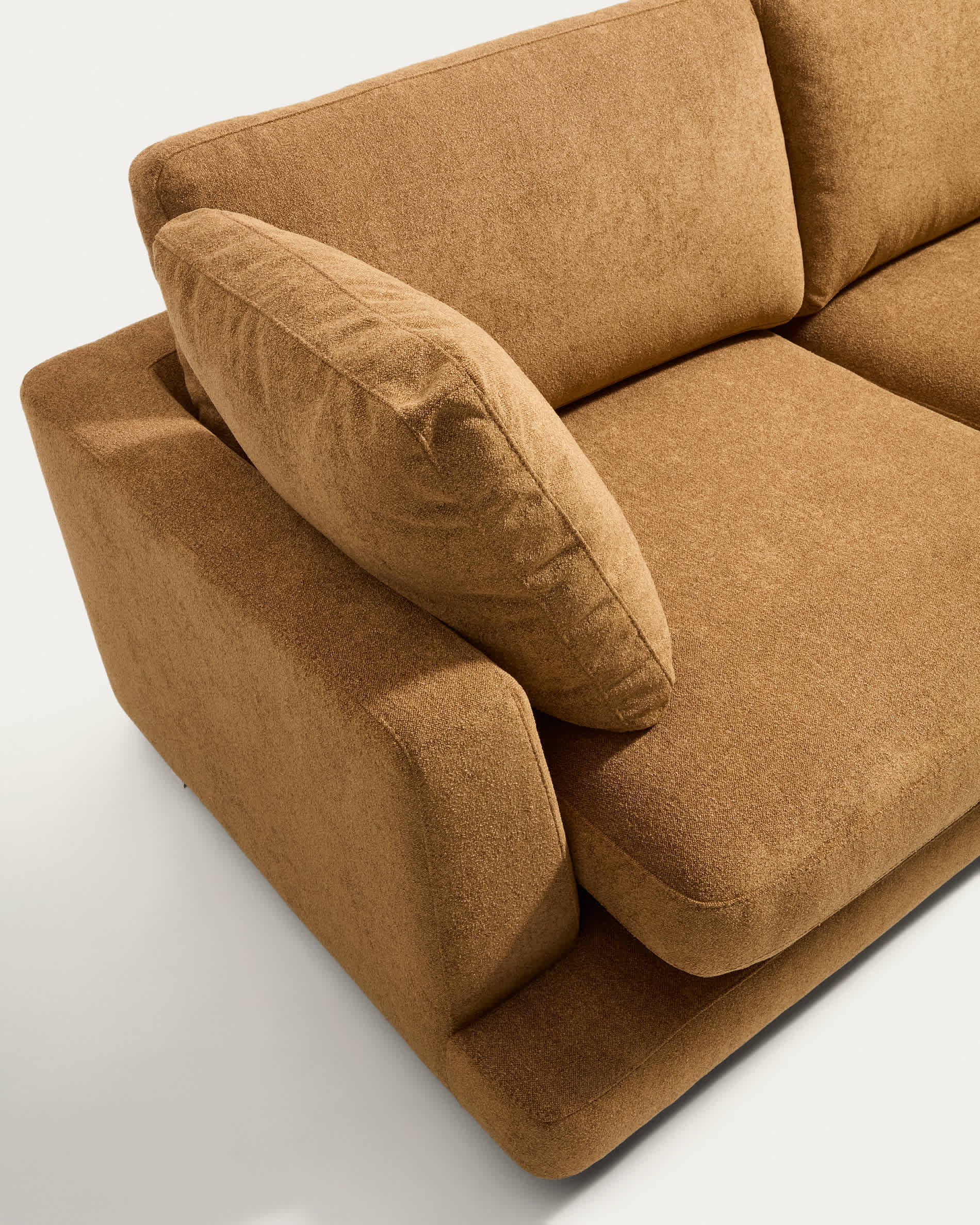 Gala mustard 4-seater sofa in micro bouclé with right chaise longue FSC Mix Credit 300cm
