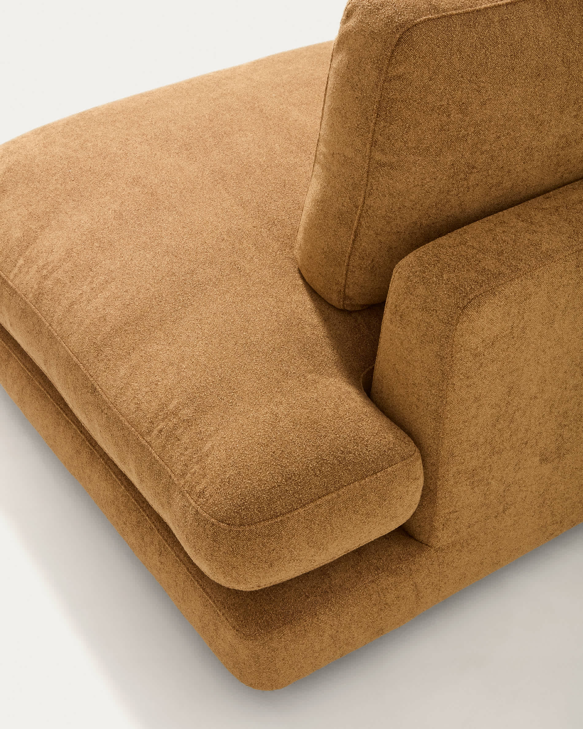 Gala 4-seater modular sofa with end module right side in mustard micro bouclé FSC Mix Credit 315cm