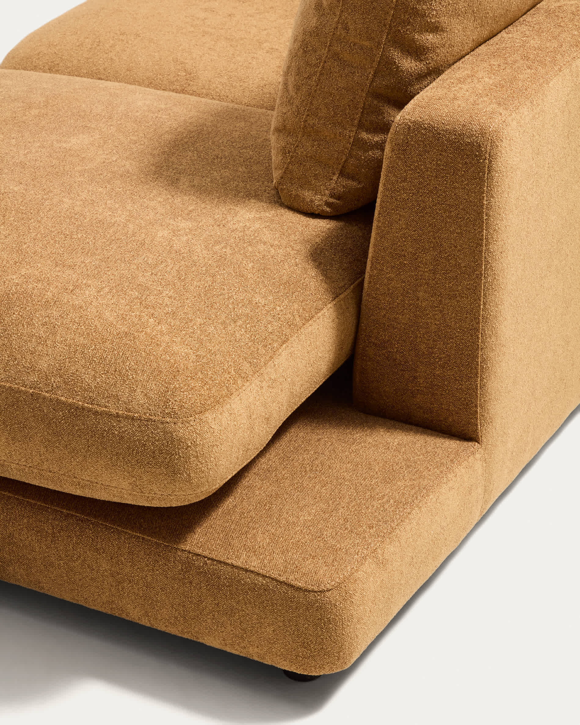 Gala chaise longue module right side in mustard micro bouclé