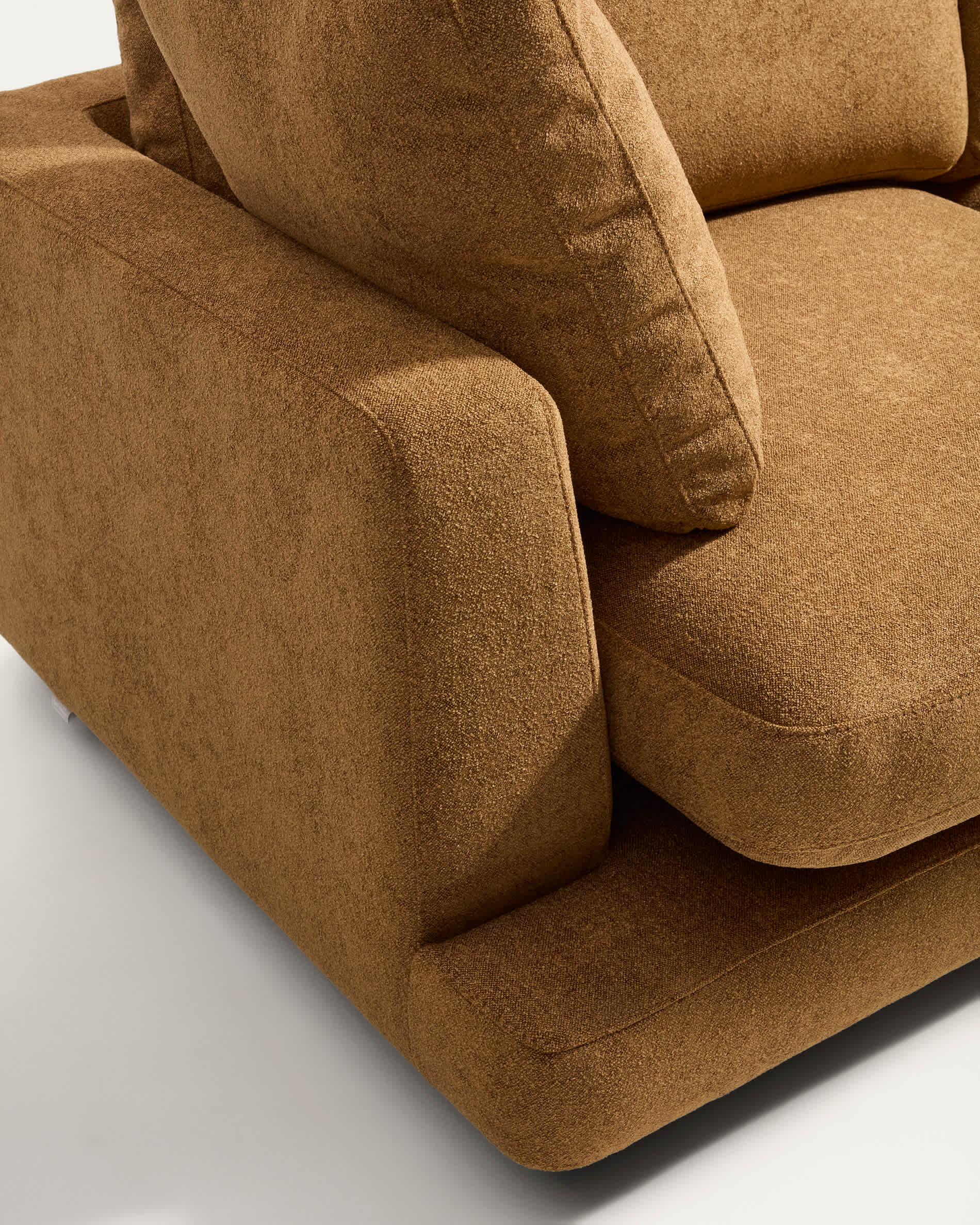 Gala mustard 4-seater sofa in micro bouclé with right chaise longue FSC Mix Credit 300cm
