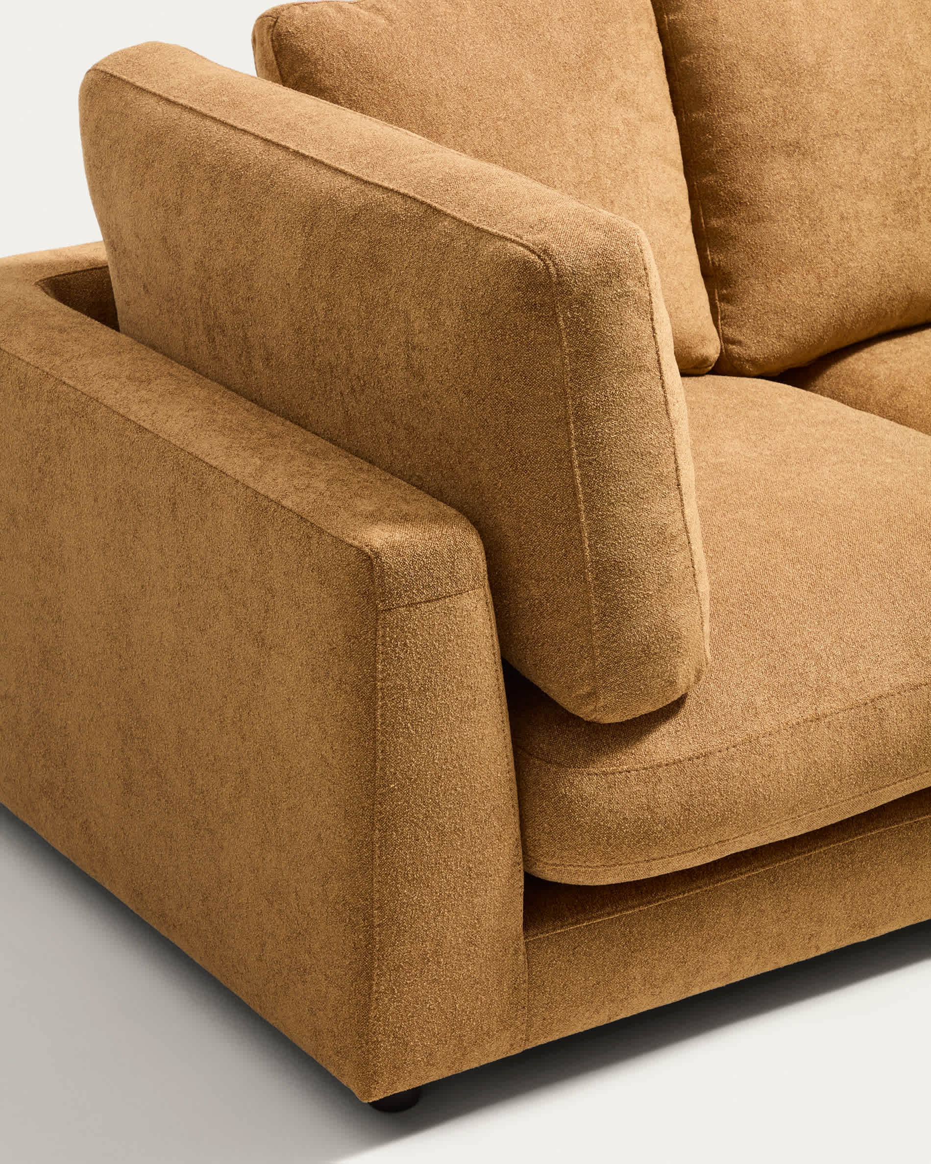 Gala chaise longue module right side in mustard micro bouclé