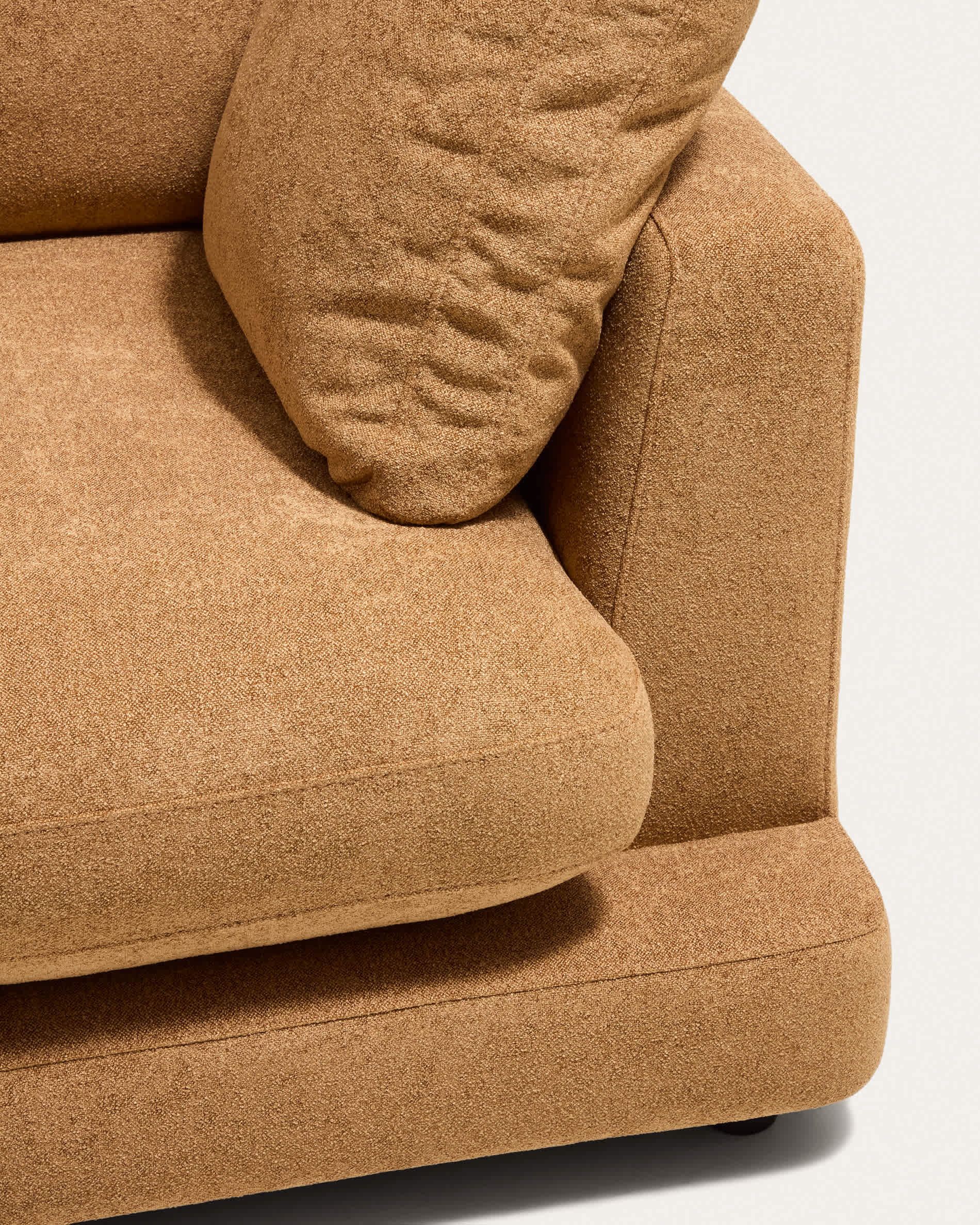 Gala 4-seater modular sofa with end module left side in mustard micro bouclé FSC Mix Credit 315cm
