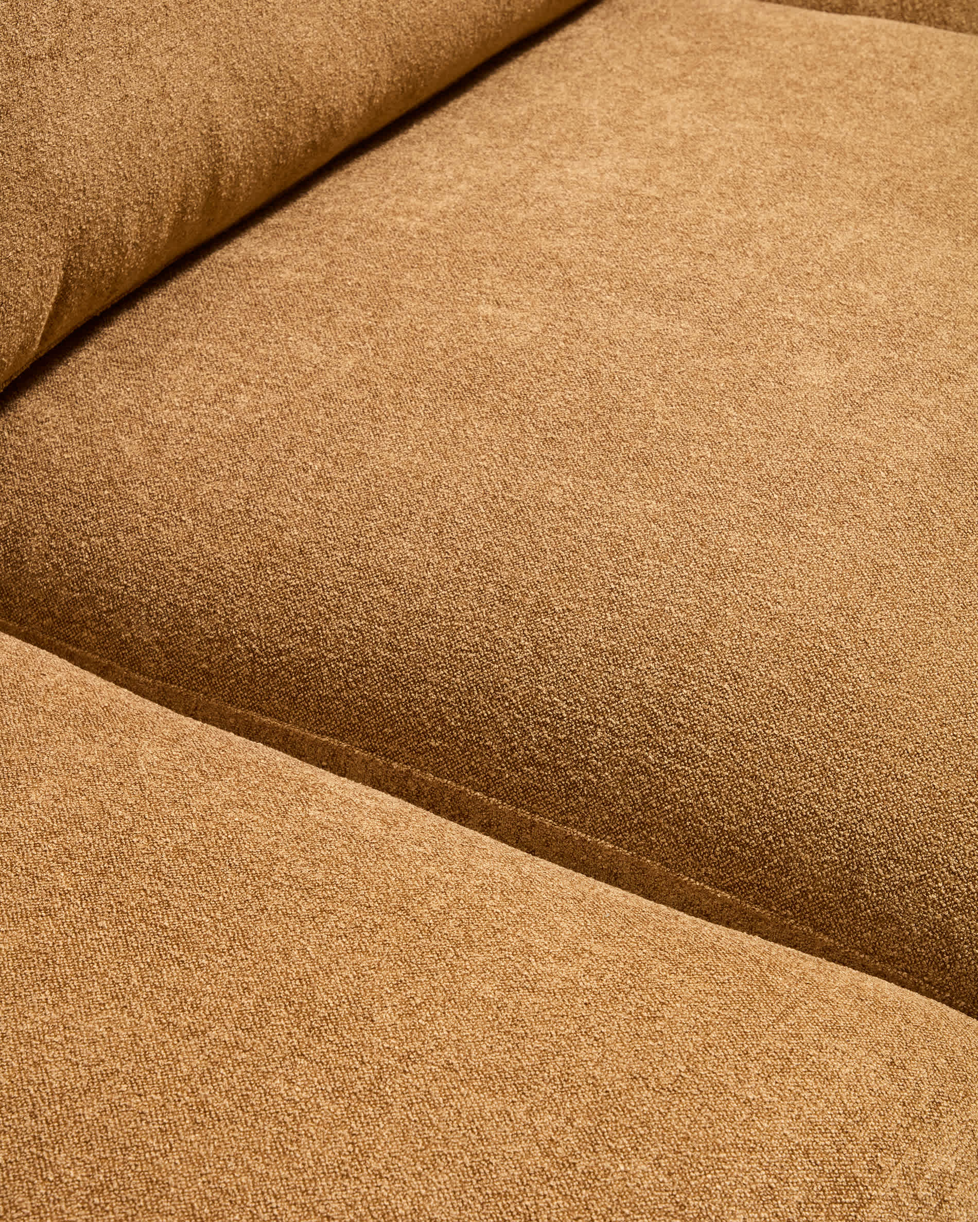 Gala 5-seater corner sofa with end module right side in mustard micro bouclé FSC Mix Credit 300 x 225cm