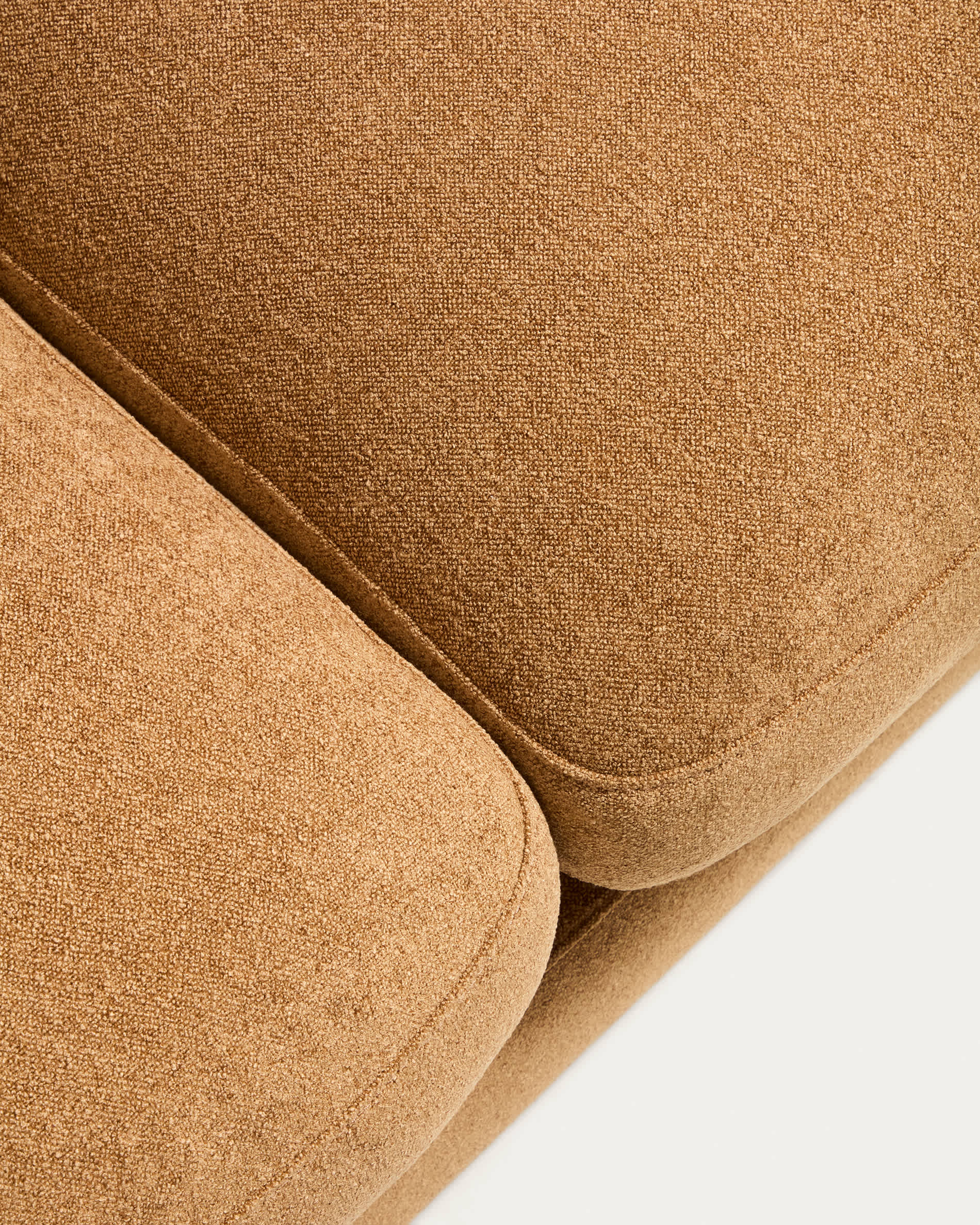 Gala 4-seater modular sofa with end module right side in mustard micro bouclé FSC Mix Credit 315cm