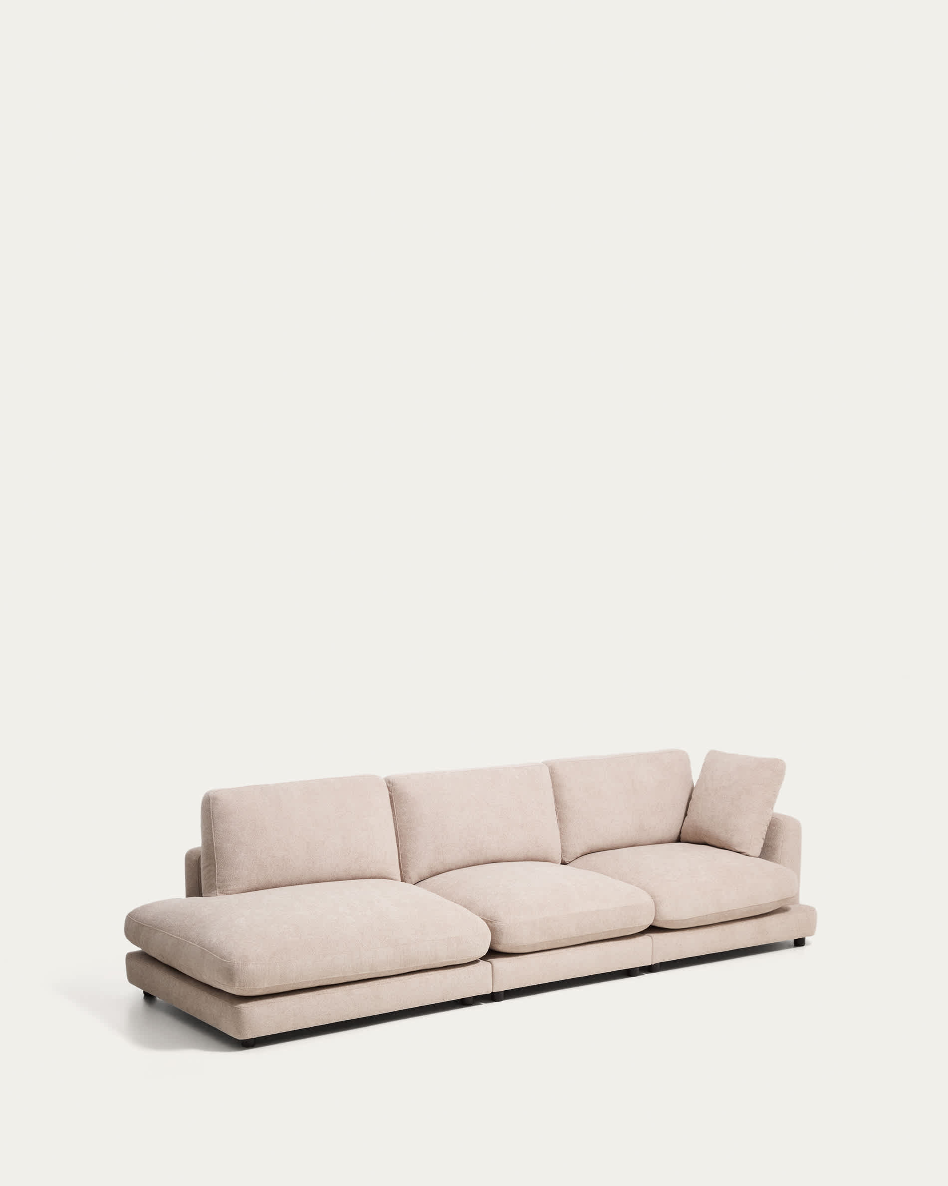 Gala 4-seater modular sofa with end module left side in beige micro bouclé FSC Mix Credit 315cm