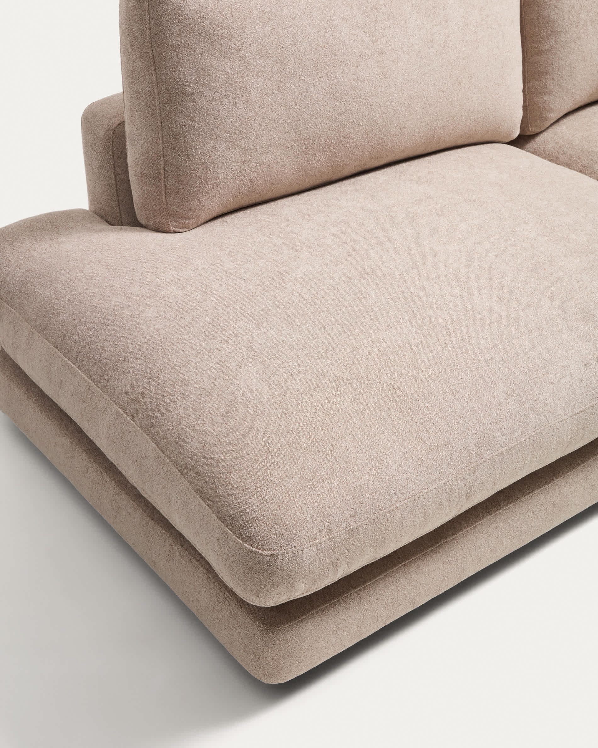 Gala 4-seater modular sofa with end module left side in beige micro bouclé FSC Mix Credit 315cm