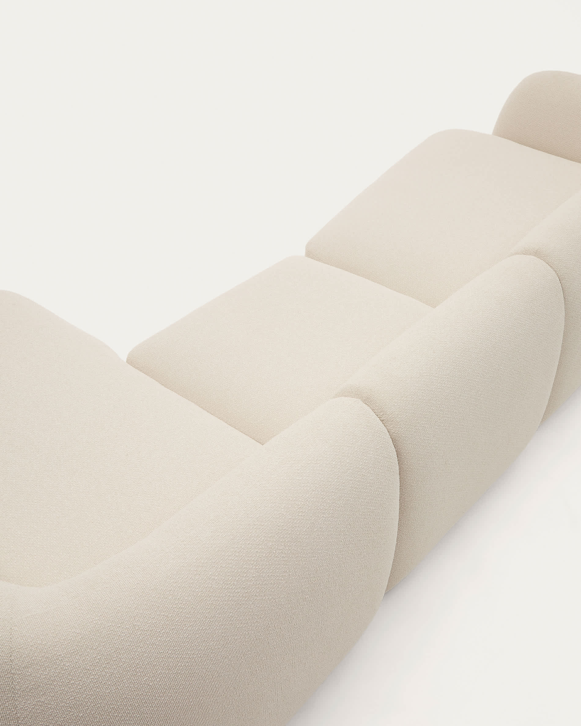 Martina ecru chenille 4-seater modular sofa with right chaise longue 377cm