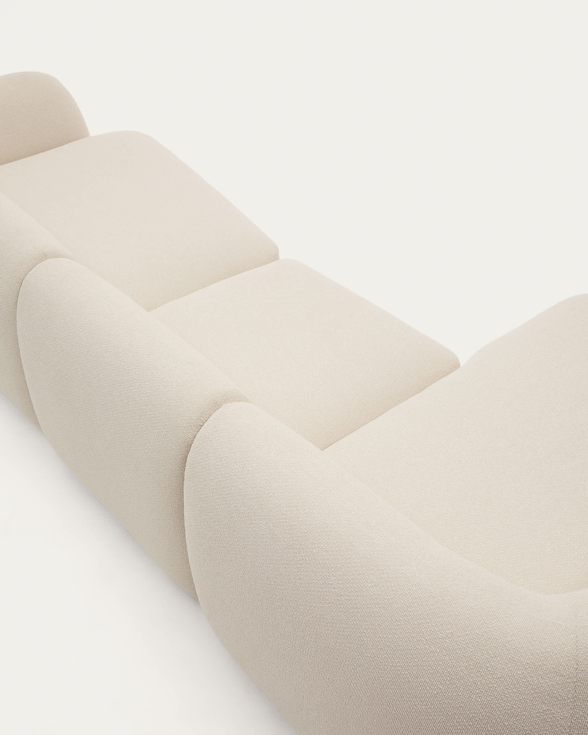 Martina ecru chenille 4-seater modular sofa with left chaise longue 377cm