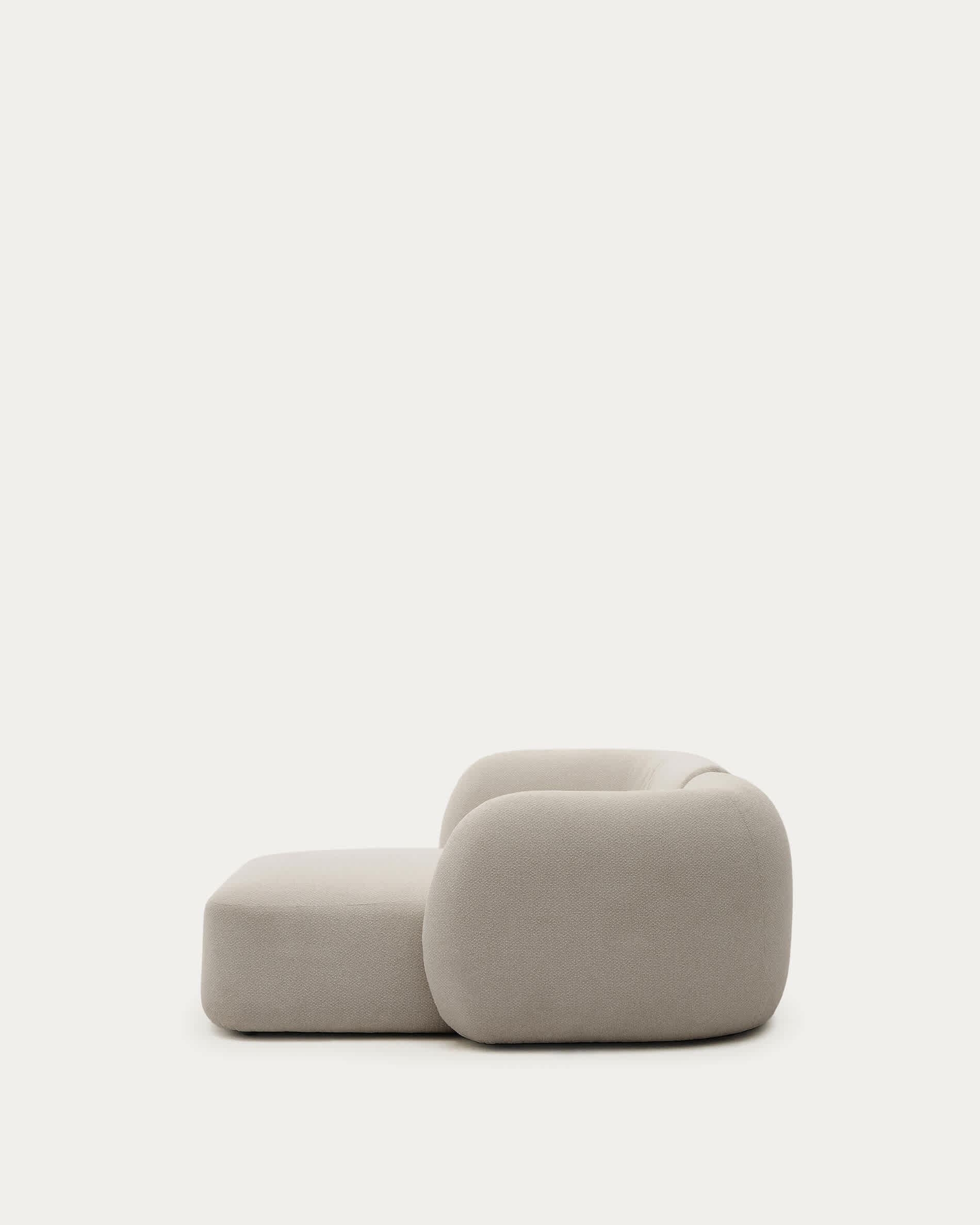 Martina stone-coloured chenille 2-seater modular sofa with right chaise longue 230cm