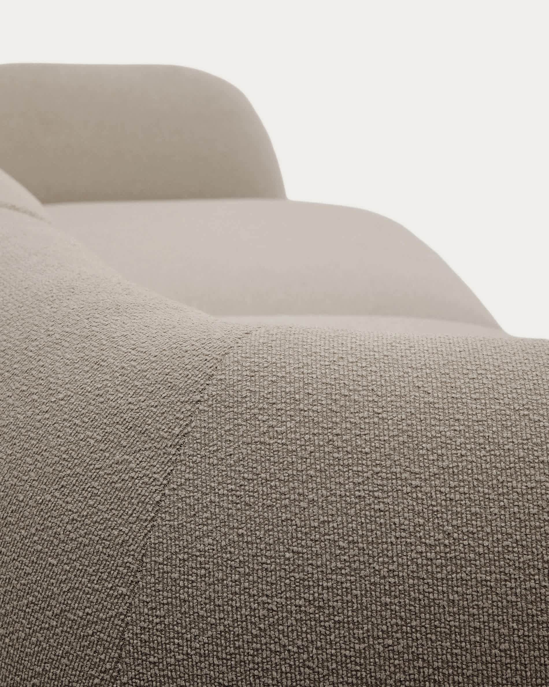 Martina stone-coloured chenille 3-seater modular sofa with left chaise longue 287cm