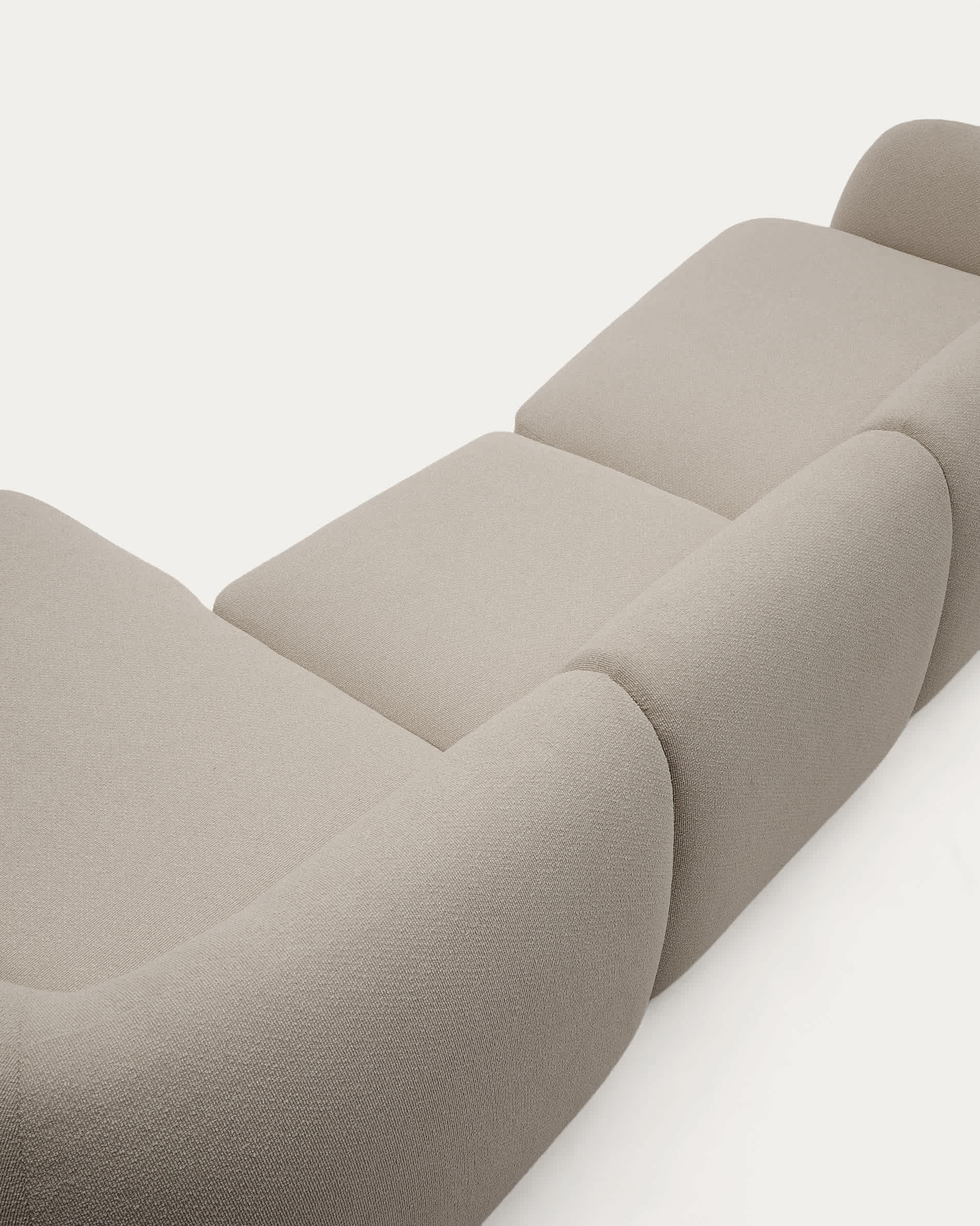 Martina stone-coloured chenille 4-seater modular sofa with right chaise longue 377cm